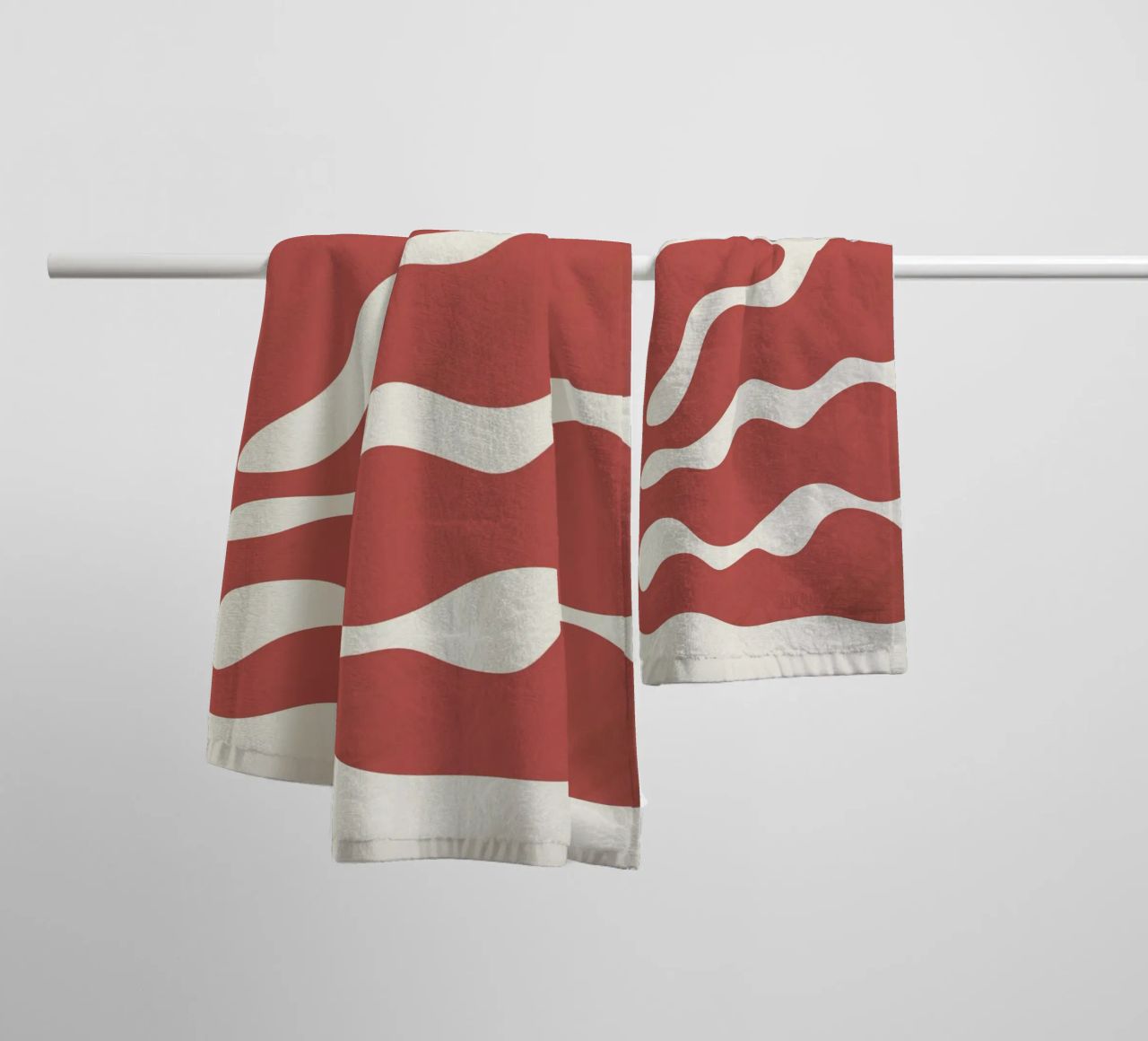 Minimalist red coral towel by Little Dean