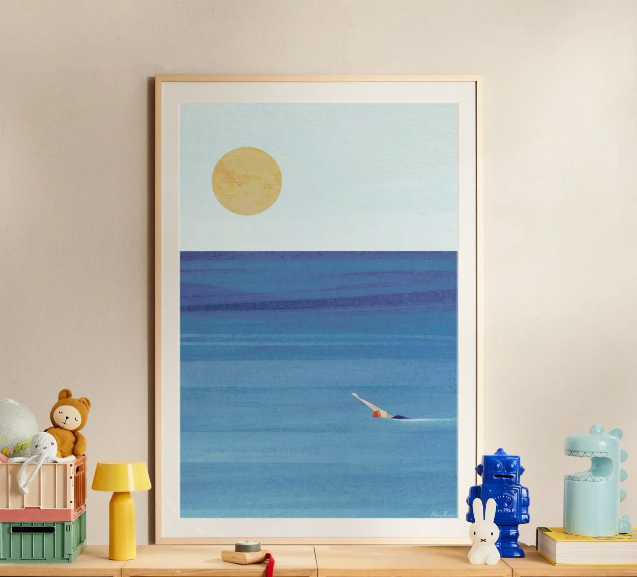 Sunset Swim Poster von Henry Rivers