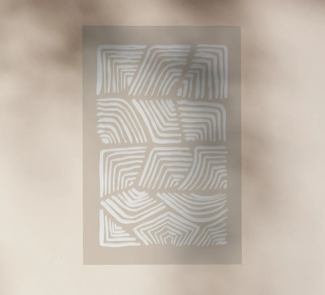 Abstract White Swirls on Beige backlit film by Melloi Art Print
