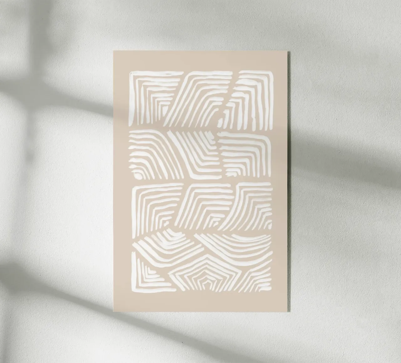 Abstract White Swirls on Beige acrylic glass by Melloi Art Print