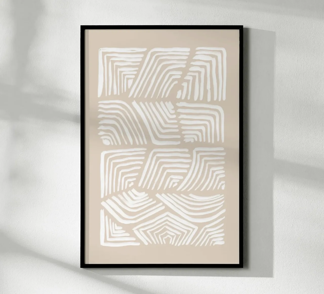 Vortici astratti bianchi su beige carta hahnemühle da Melloi Art Print