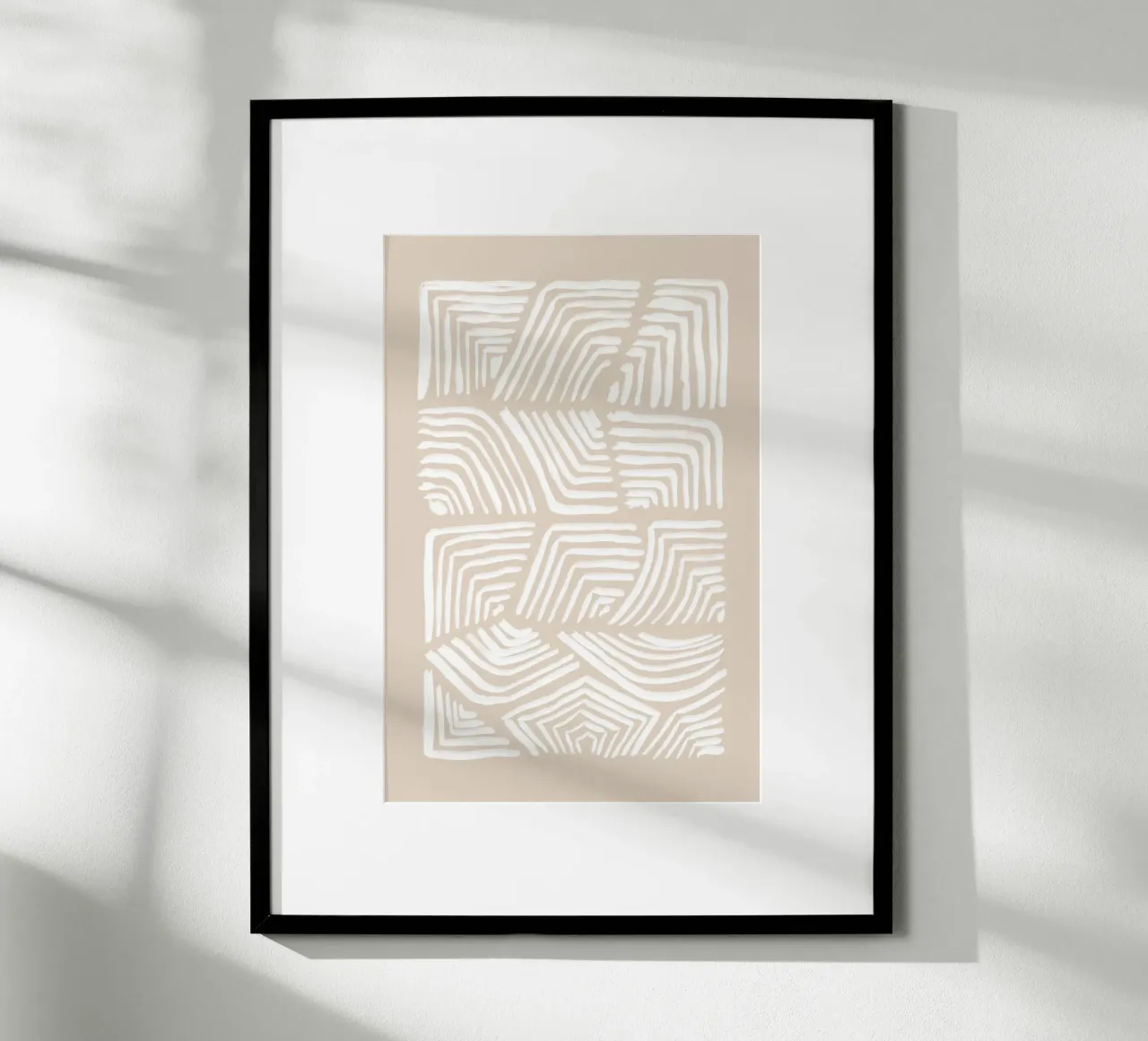 Vortici astratti bianchi su beige carta hahnemühle da Melloi Art Print