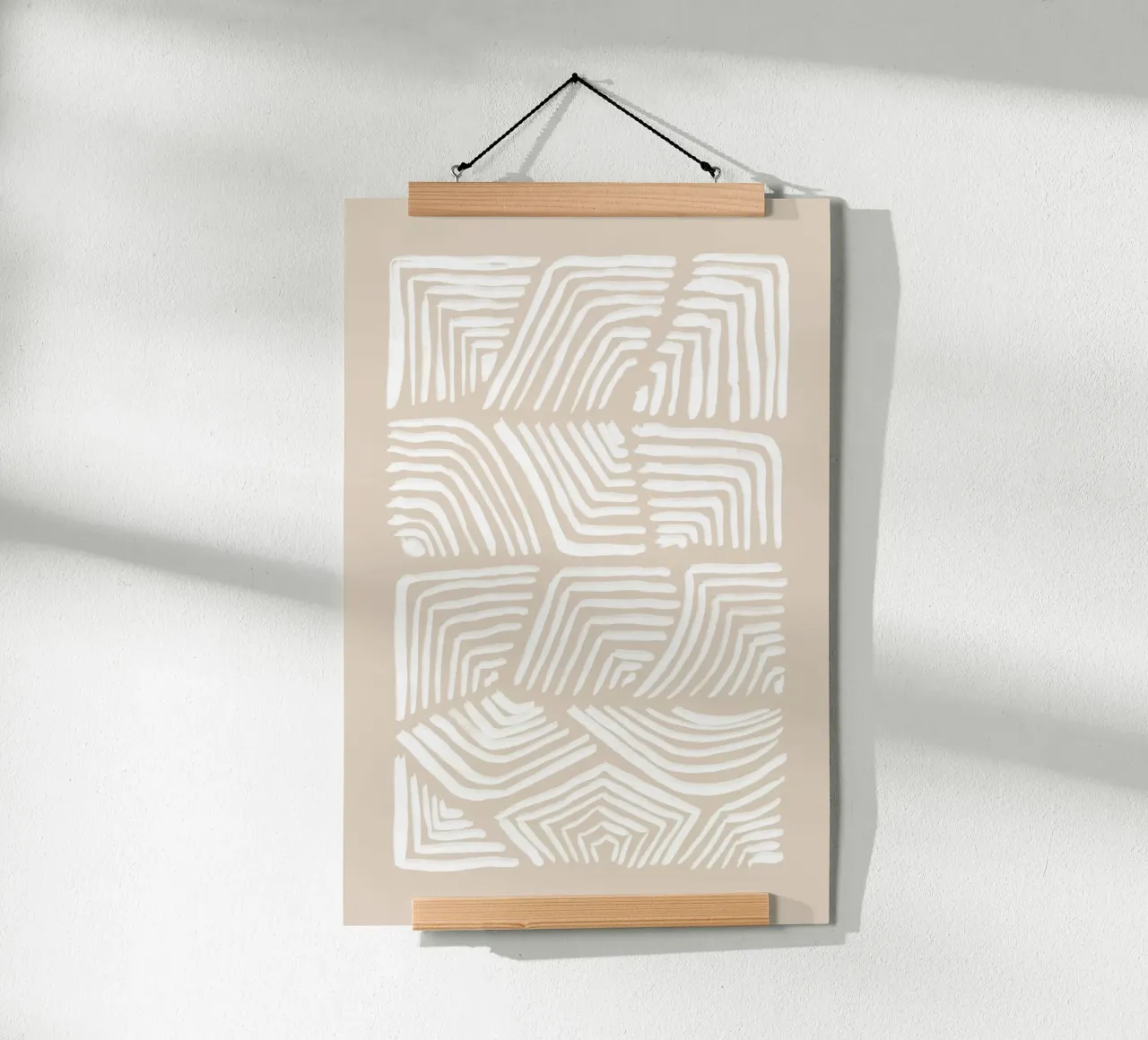Vortici astratti bianchi su beige carta hahnemühle da Melloi Art Print