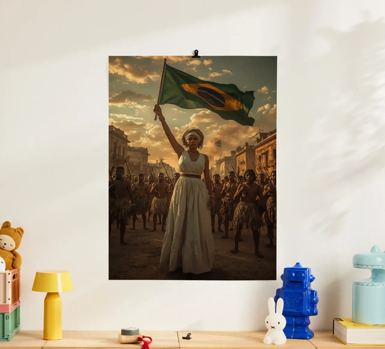 eroe brasiliano poster con telaio in legno da van hellen