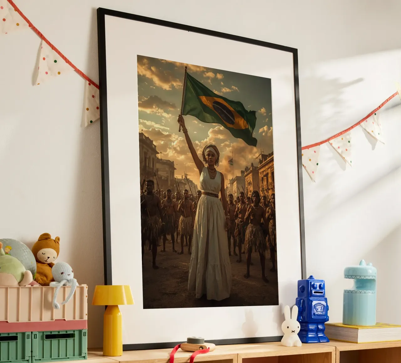eroe brasiliano poster con telaio in legno da van hellen