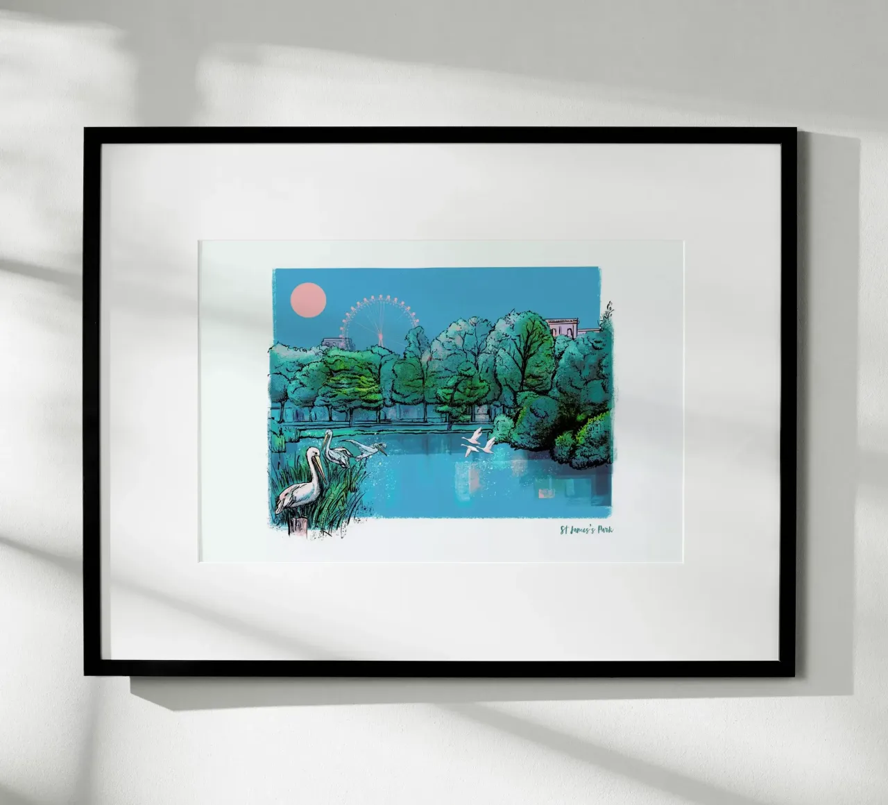 London St James's Park poster con telaio in alluminio da Rocket68