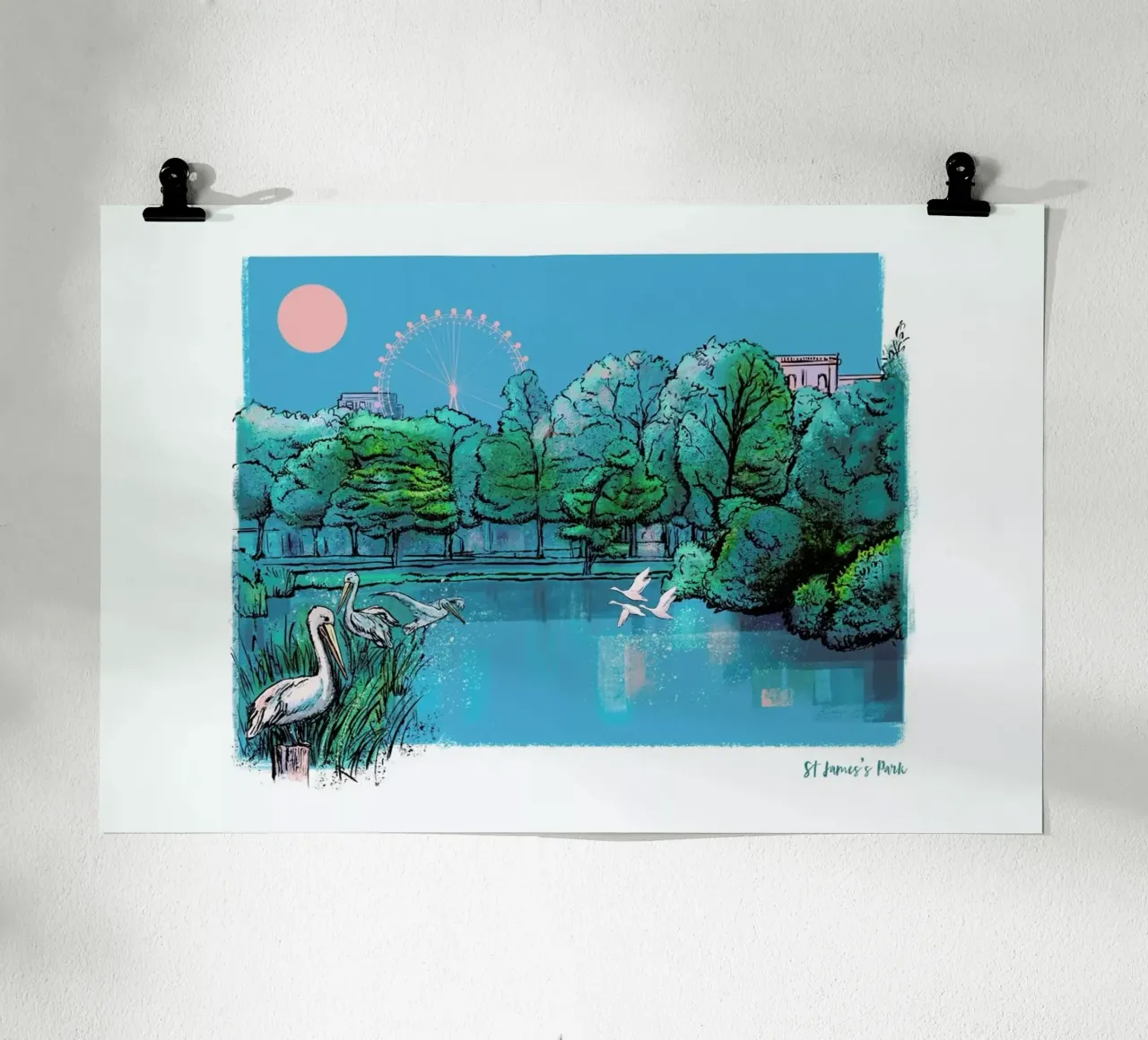 London St James's Park poster con telaio in alluminio da Rocket68