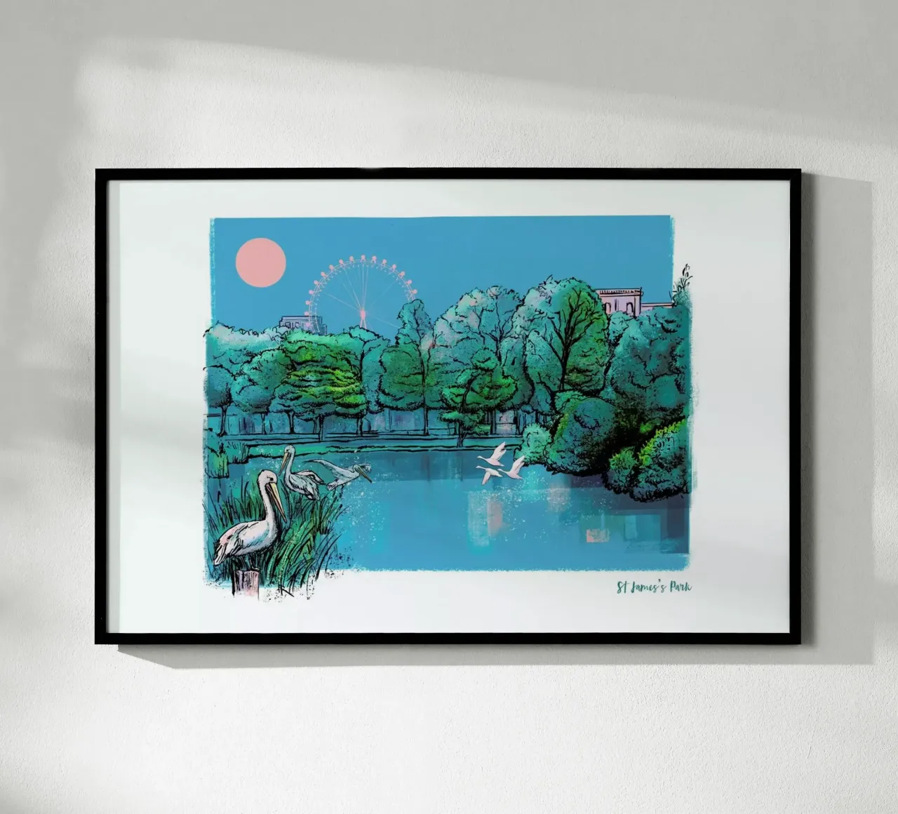 London St James's Park poster con telaio in alluminio da Rocket68