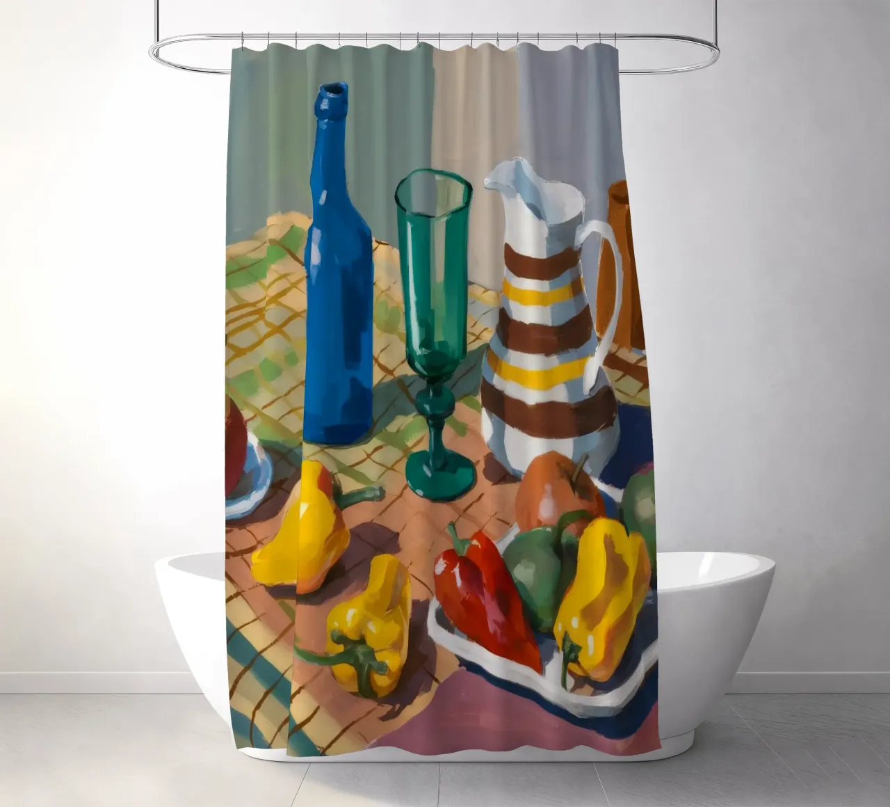 Rustic Harvest Table shower curtain by Dawn Light