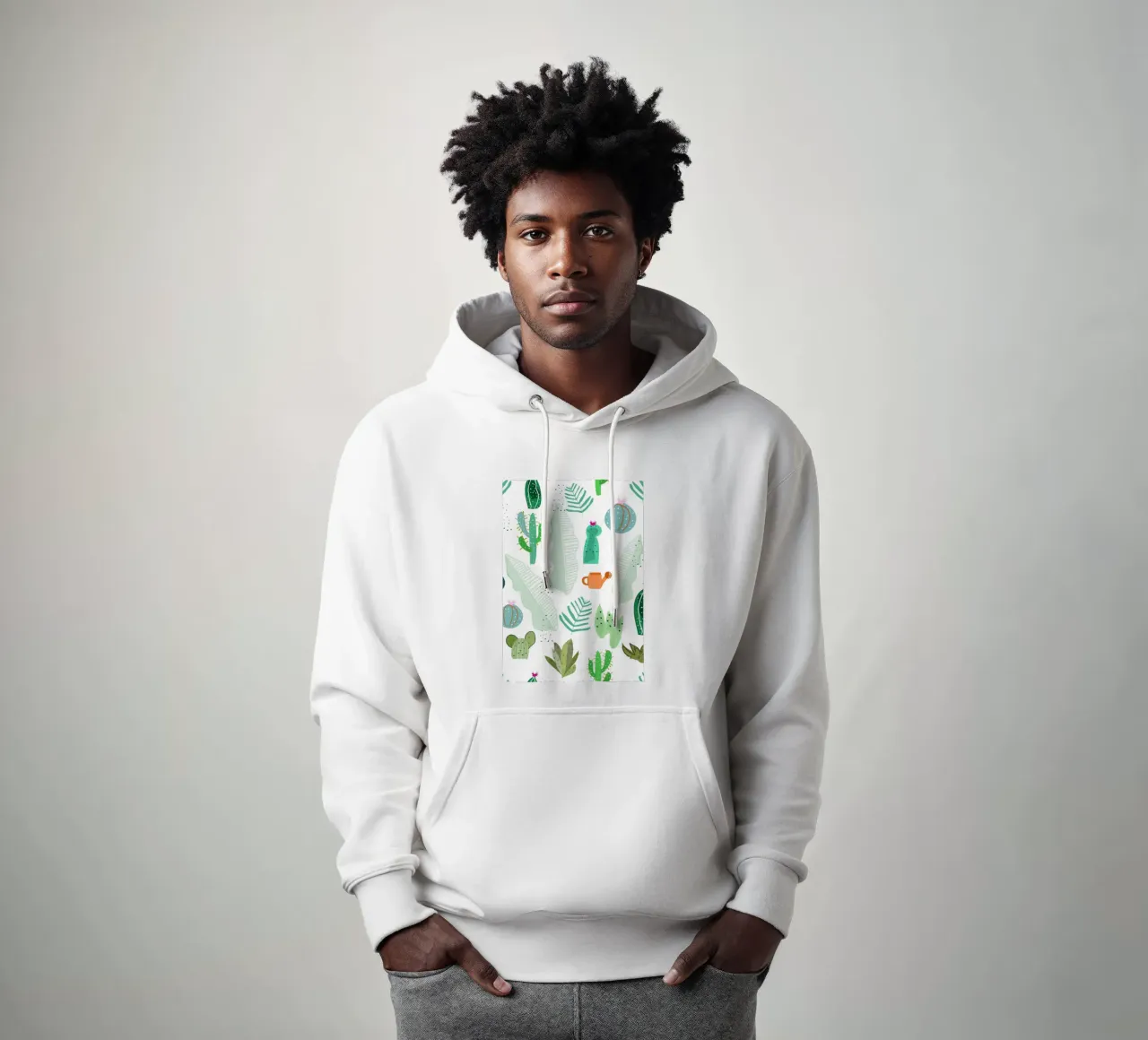 Cactus e fiori felpa con cappuccio da gulsengunel