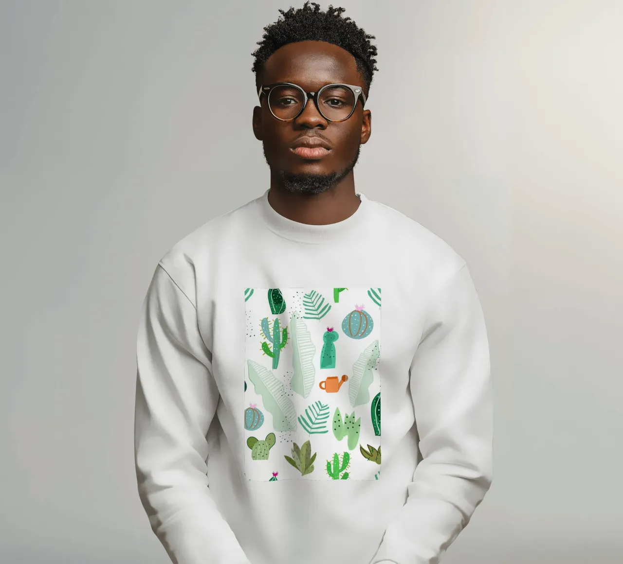 Cactus and flowers sweatshirt by gulsengunel