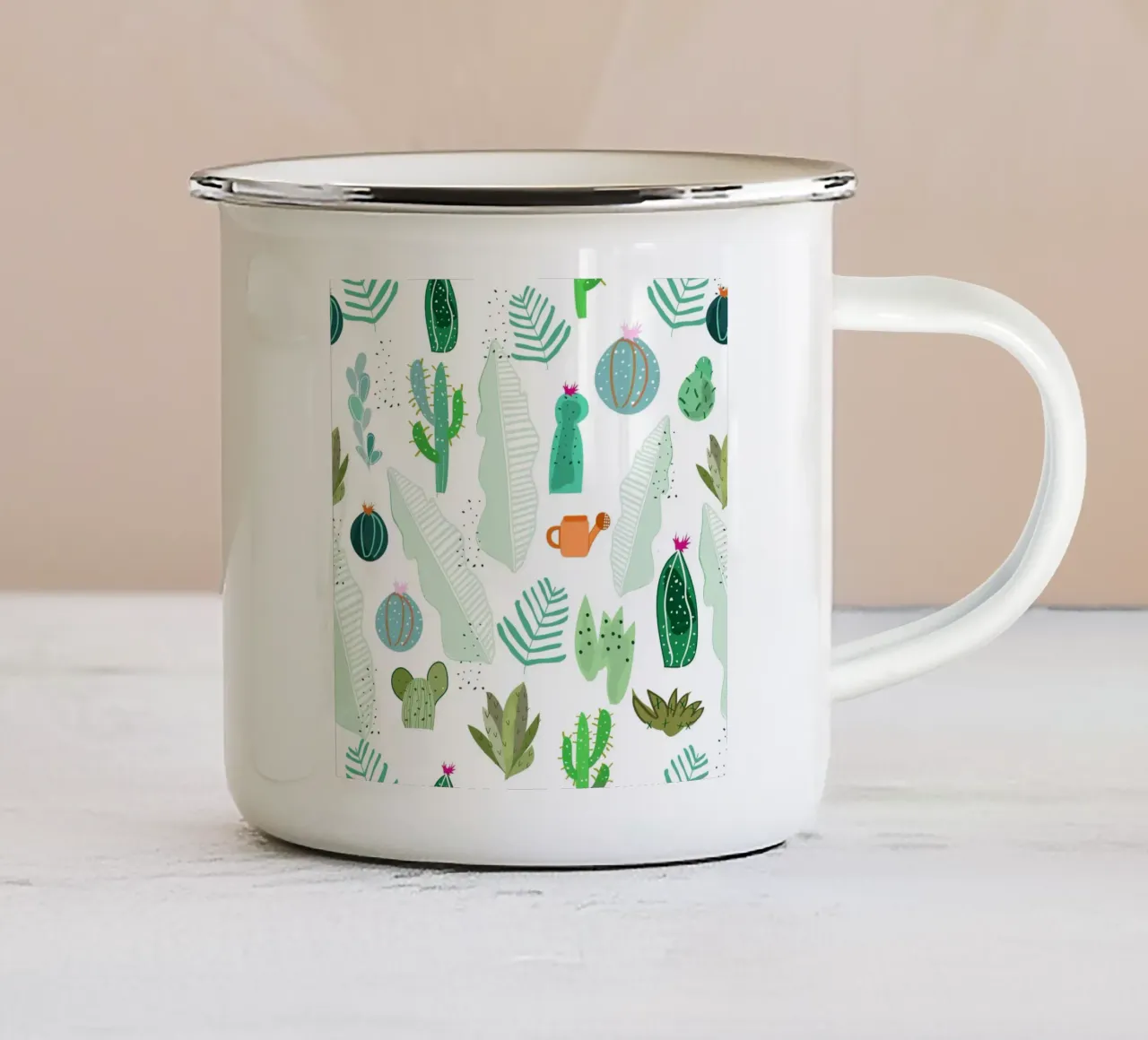 Cactus e fiori tazza in smalto da gulsengunel