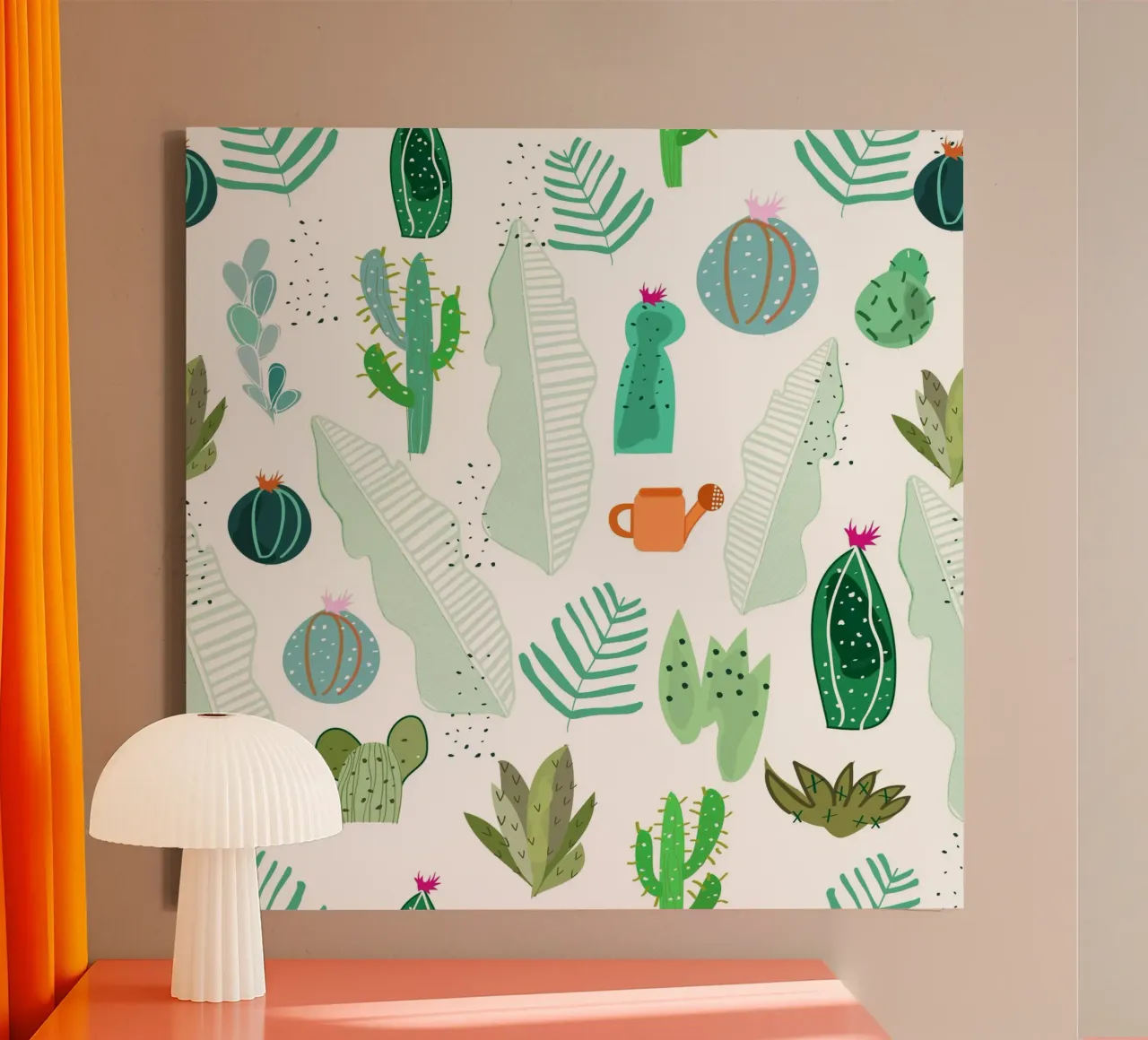 Cactus e fiori tela con Cornice a cassetta da gulsengunel