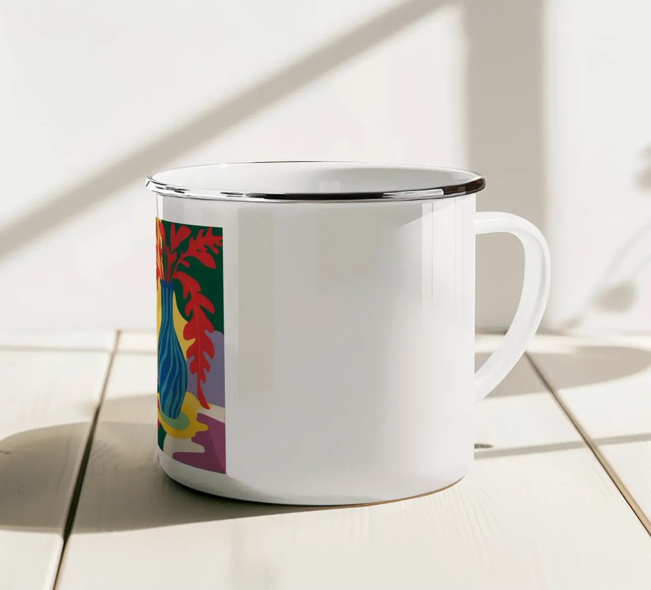 Vaso per pesci cerulei tazza in smalto da Dawn Light