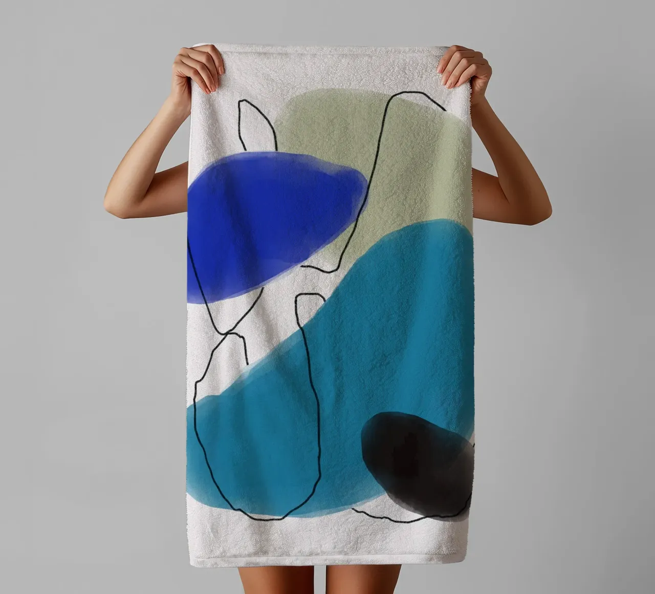Watercolor organic abstract towel by Little Dean