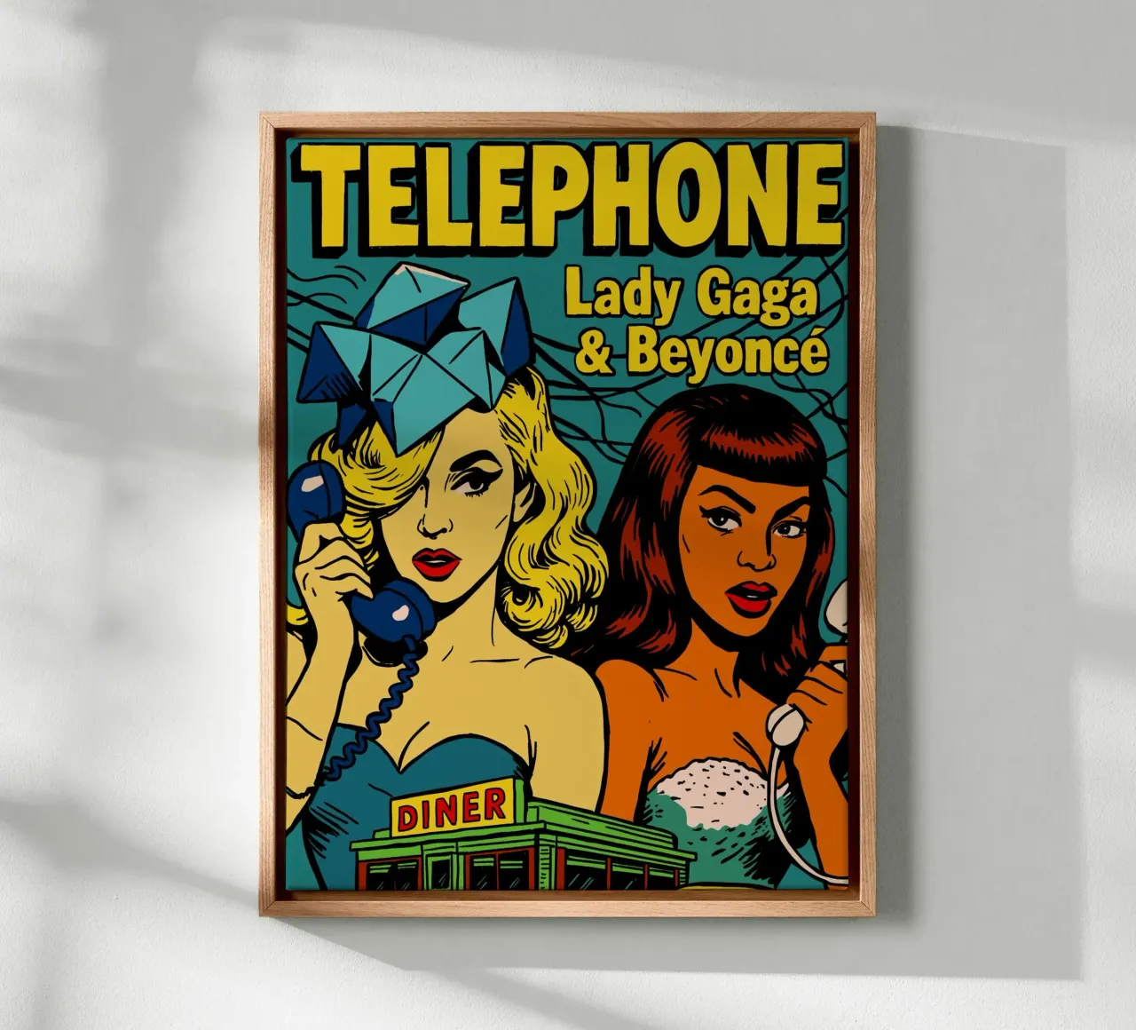 Lady GG Telephone Bync canvas met Baklijst van lucasmeier