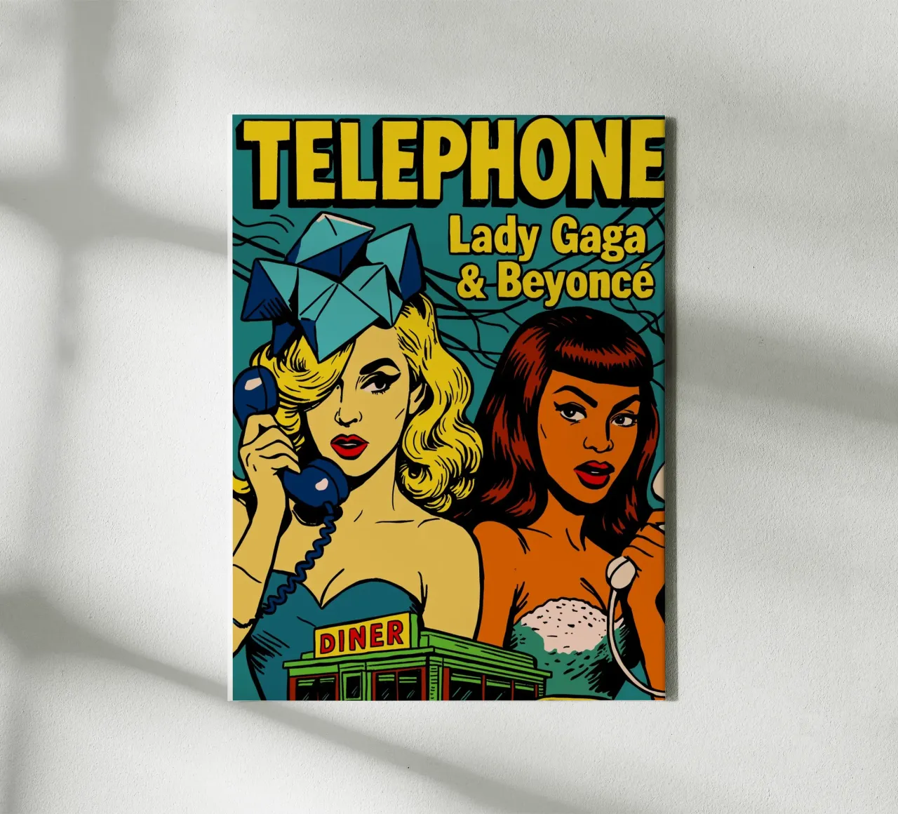 Lady GG Telephone Bync canvas met Baklijst van lucasmeier