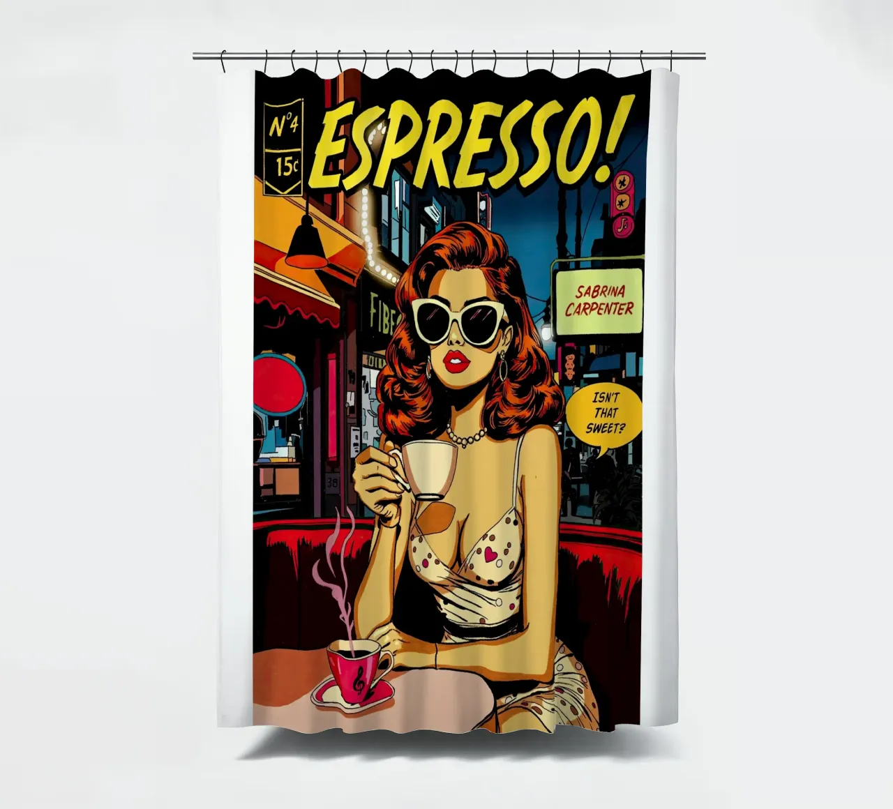 Sabrina Carpenter Espresso Inspired douchegordijn van lucasmeier