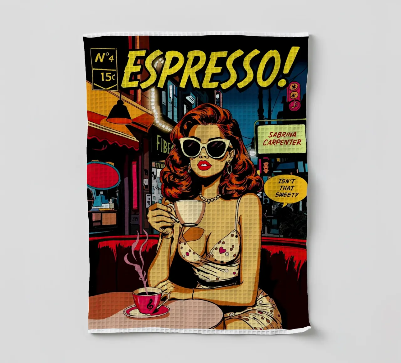 Sabrina Carpenter Espresso Inspired canovaccio da cucina da lucasmeier