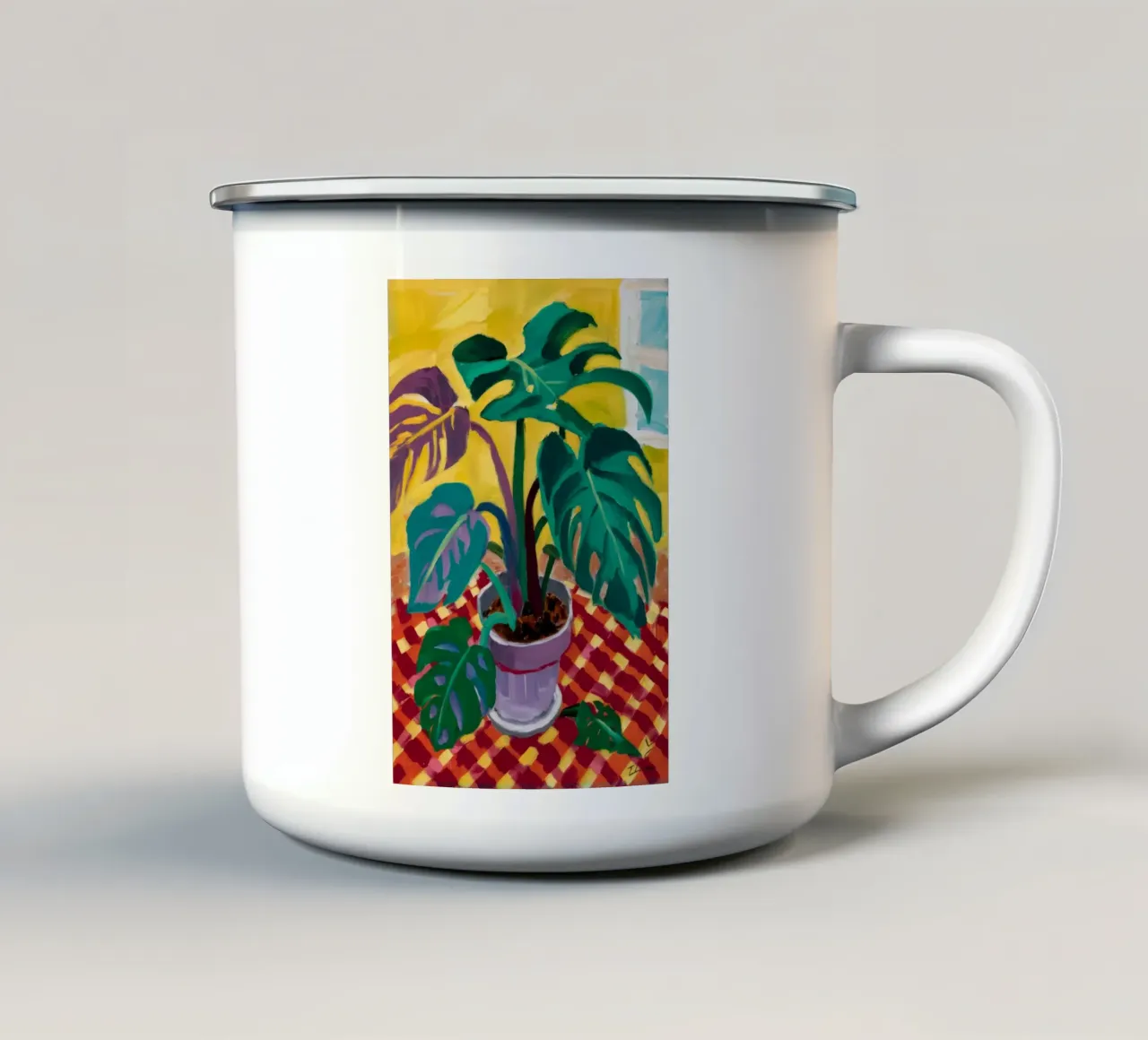 Monstera su Dama tazza in smalto da Dawn Light
