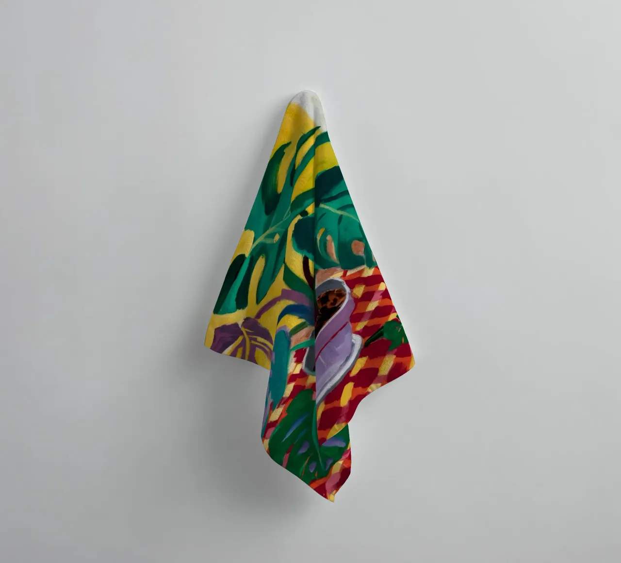 Monstera on Checkers towel by Dawn Light