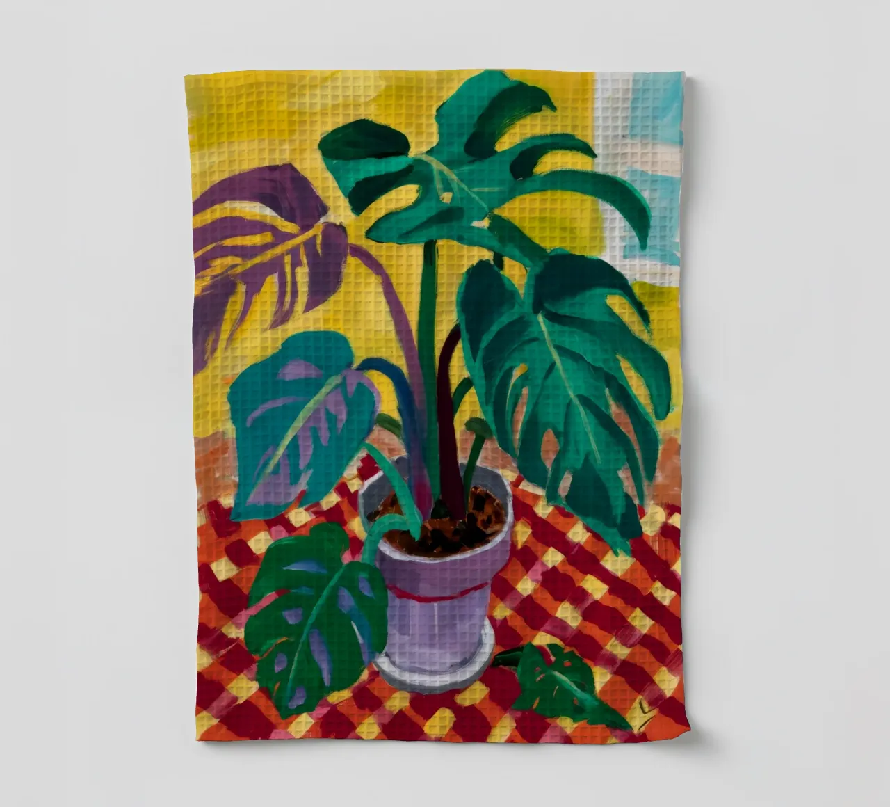 Monstera su Dama canovaccio da cucina da Dawn Light