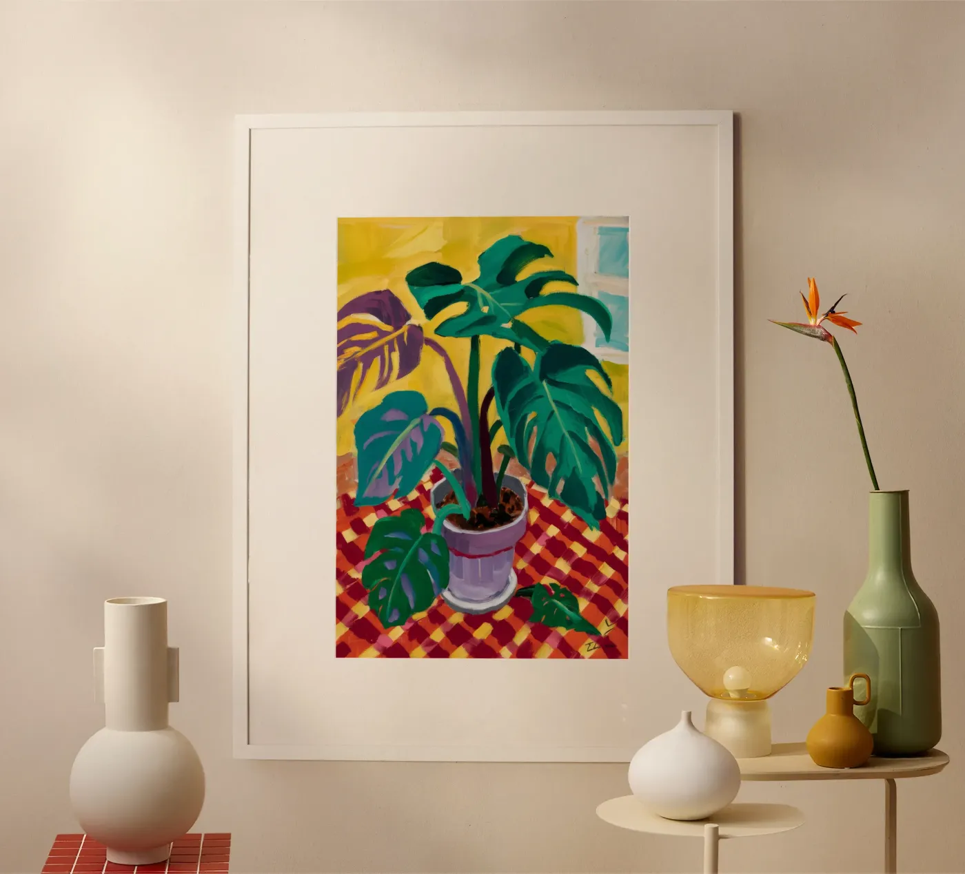 Monstera on Checkers poster da Dawn Light