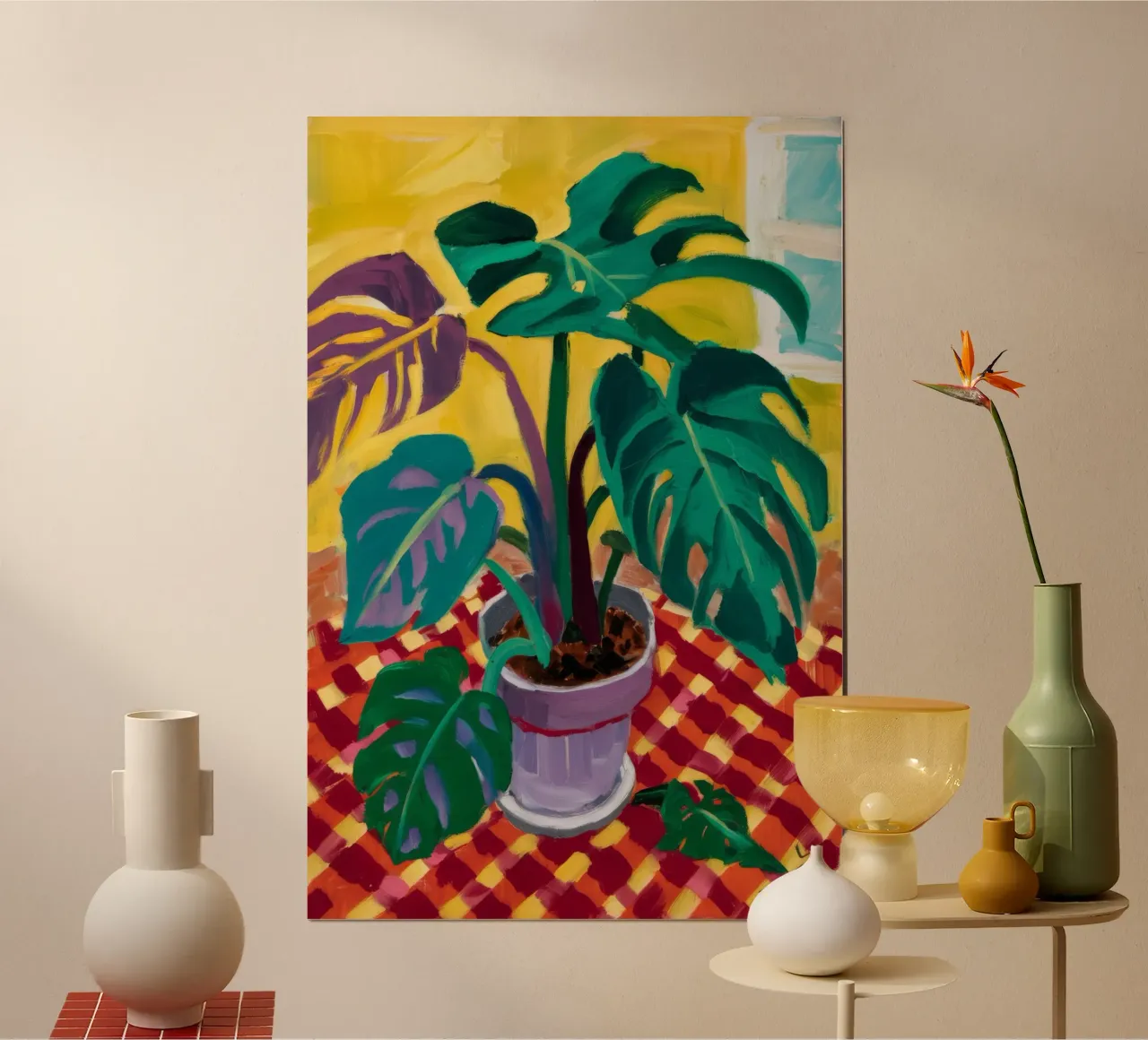 Monstera on Checkers hahnemühle by Dawn Light