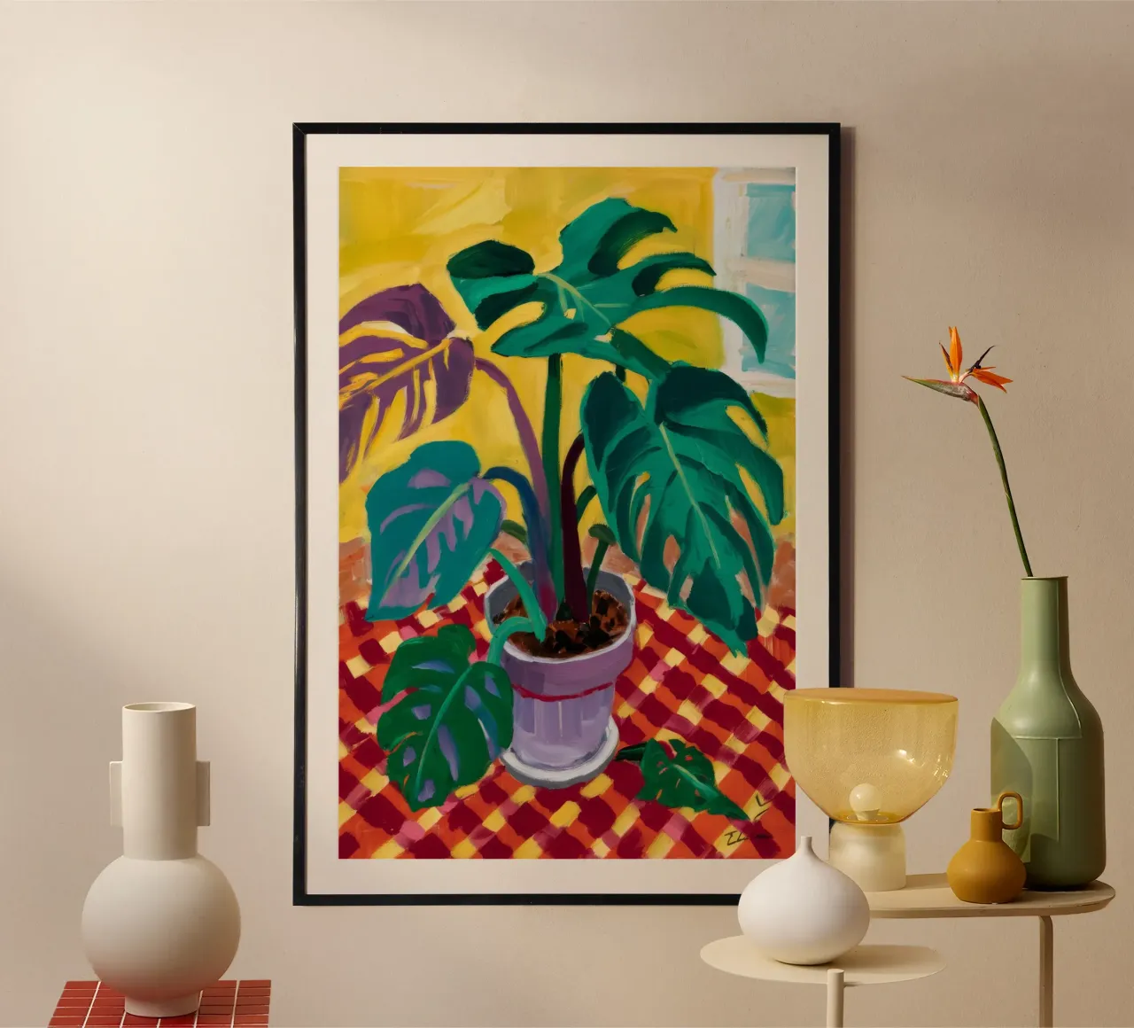 Monstera on Checkers hahnemühle by Dawn Light