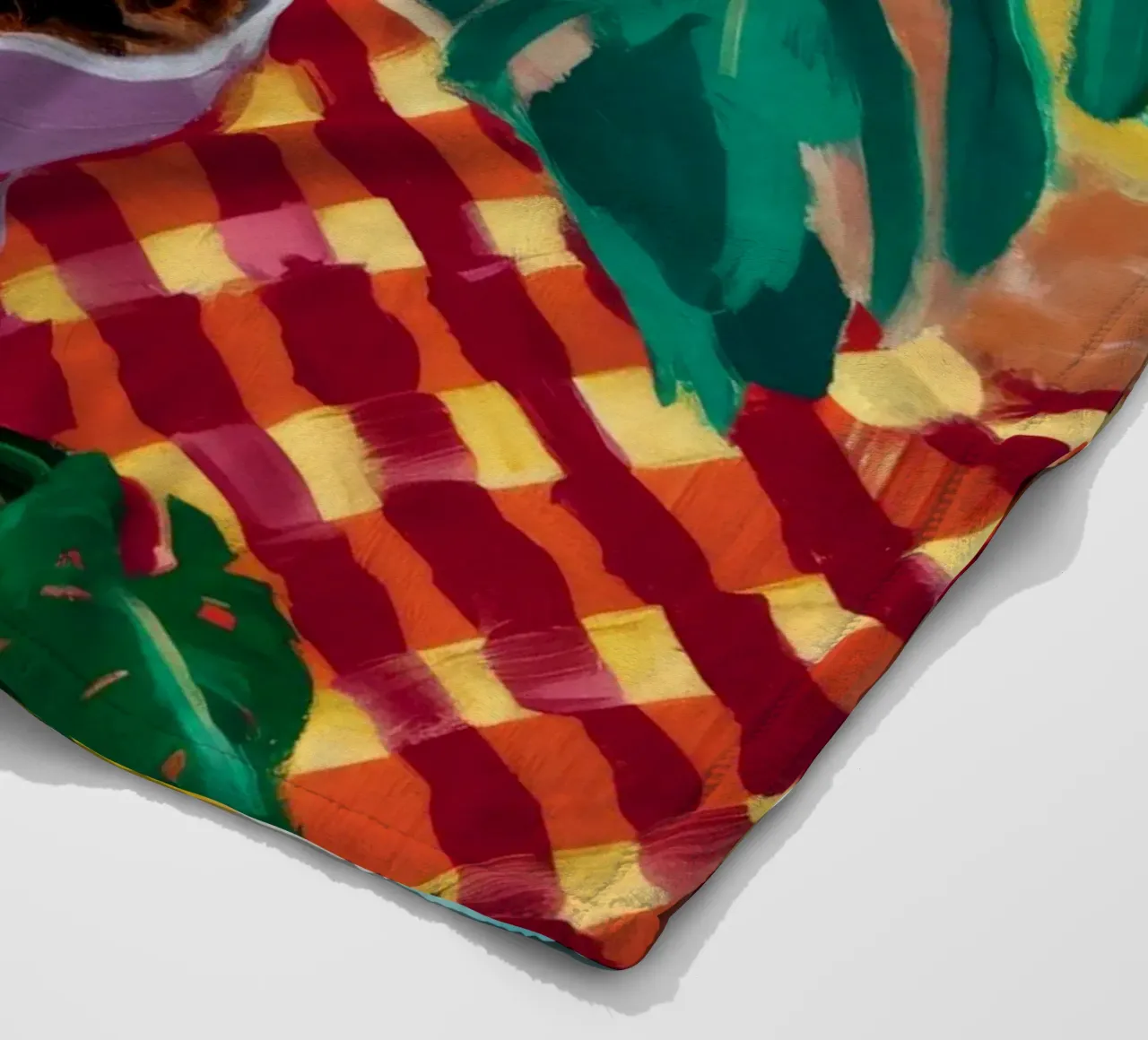Monstera on Checkers fleece blanket by Dawn Light