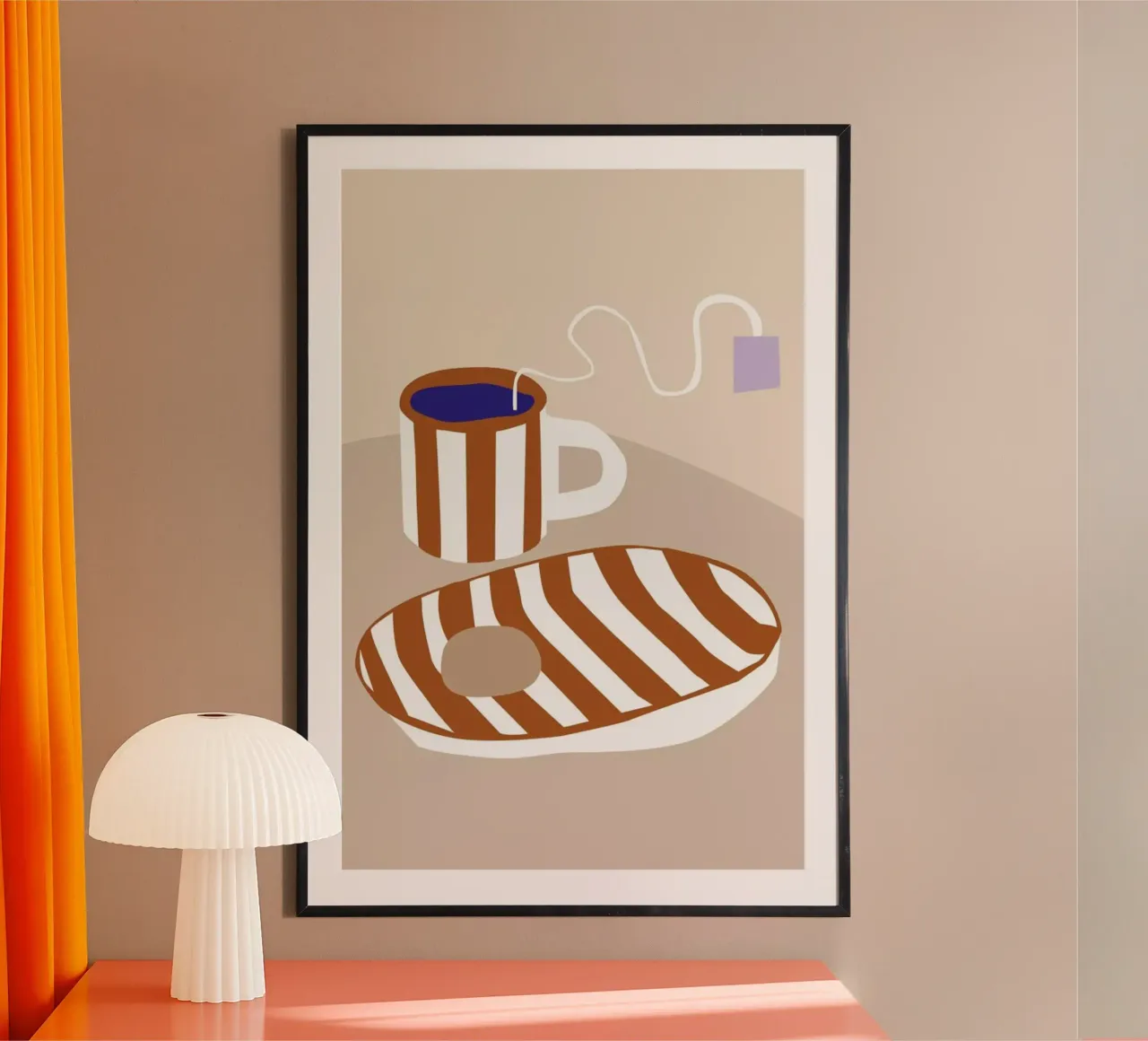 Teatime poster con telaio in legno da Helena Ravenne