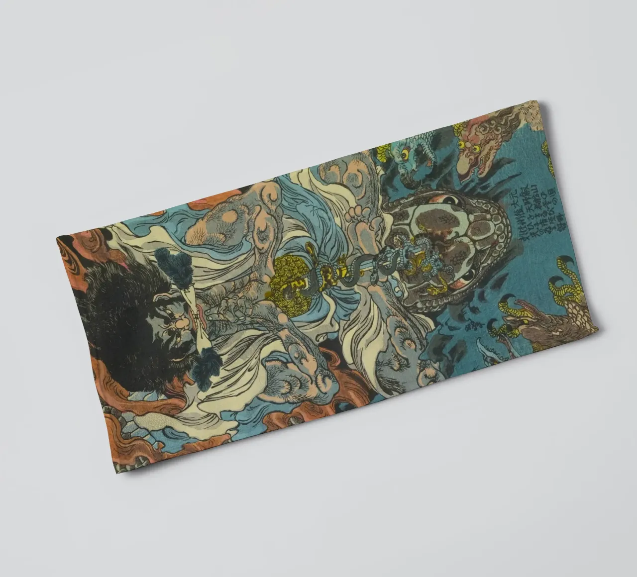 Guerrier samouraï battant un python - Ukiyo-e japonais d'époque serviette de bain de Masterpieces Of Japanese Art