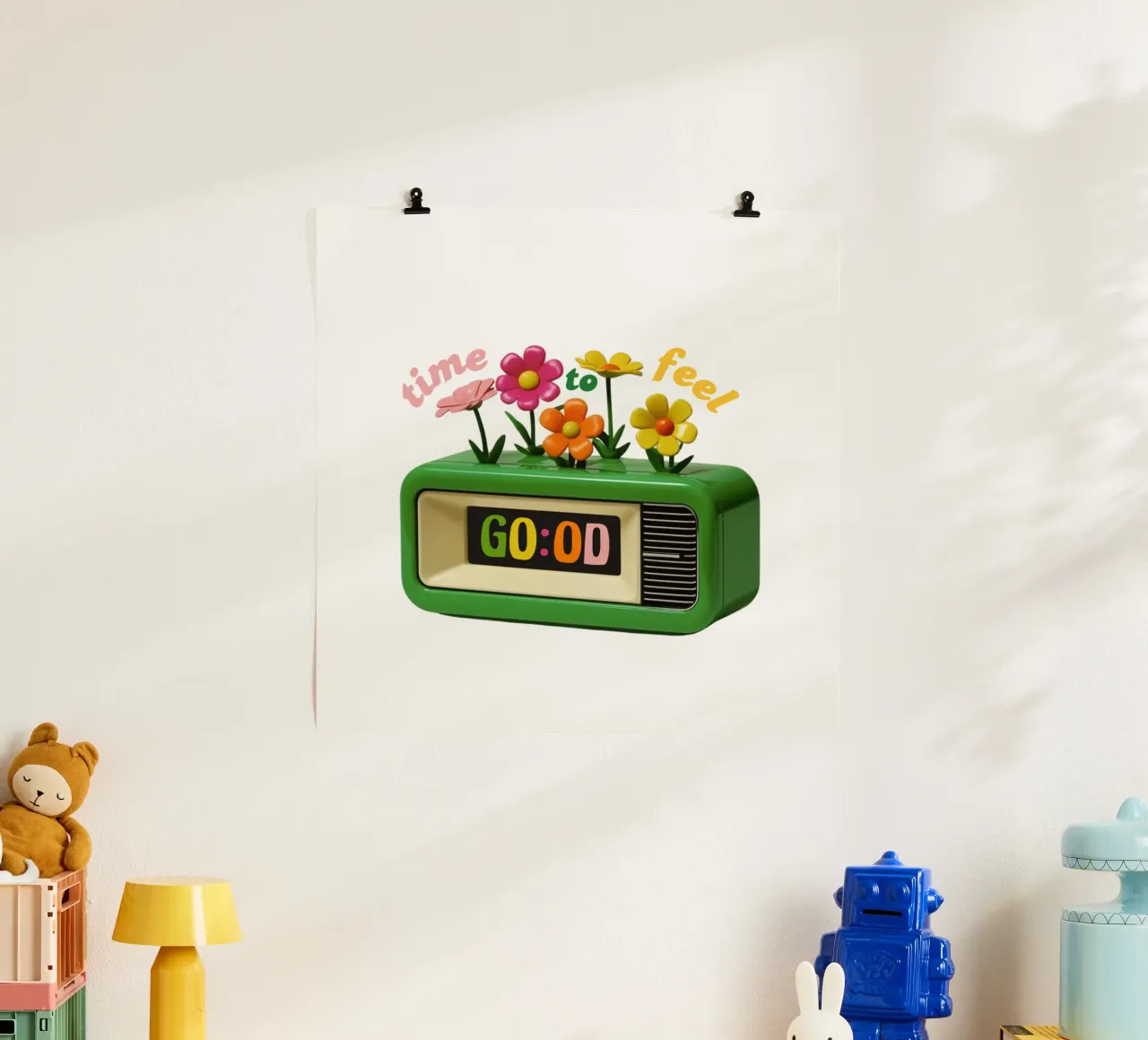 time to feel good poster con telaio in legno da fummelhummel