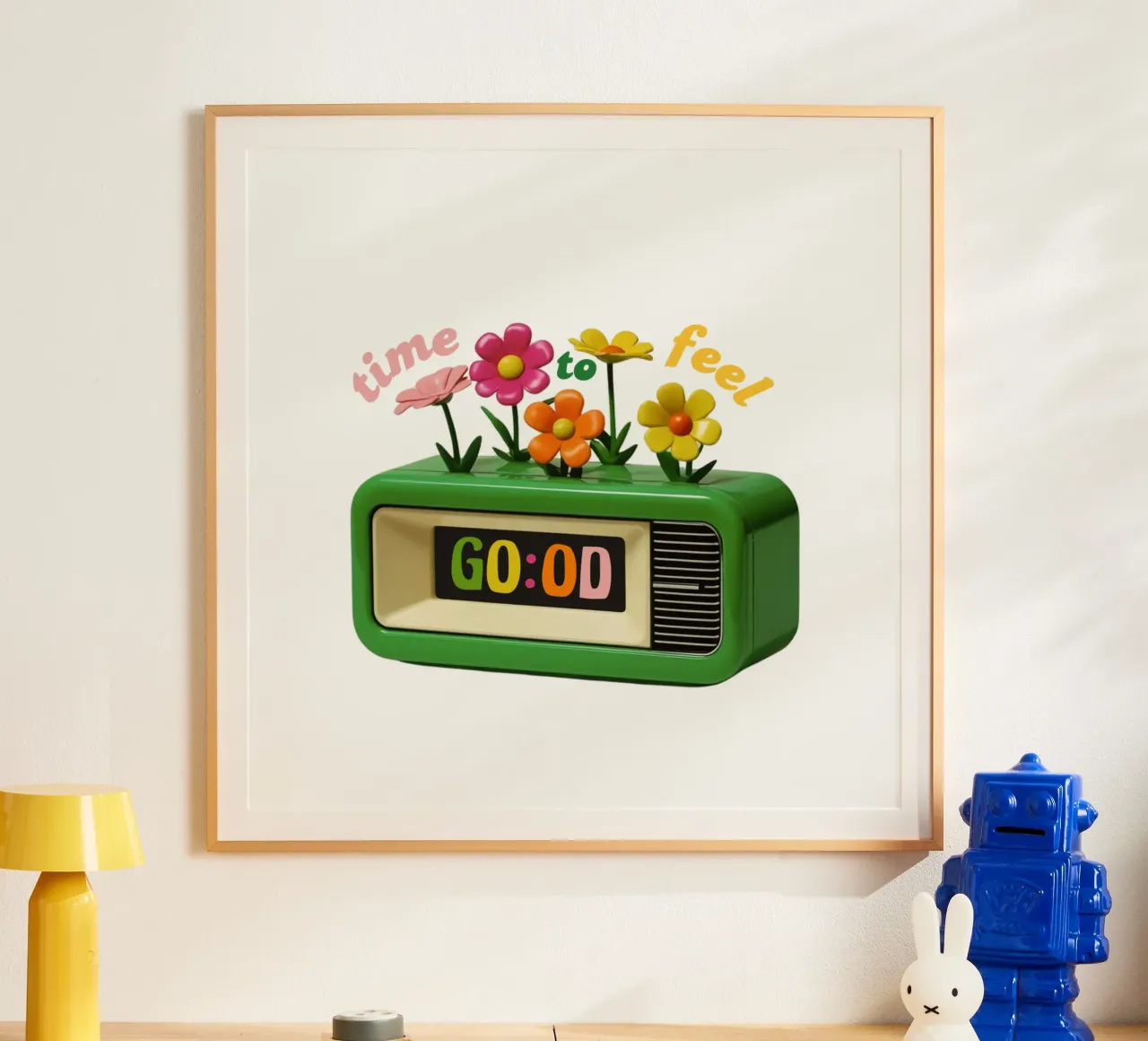 time to feel good poster con telaio in legno da fummelhummel