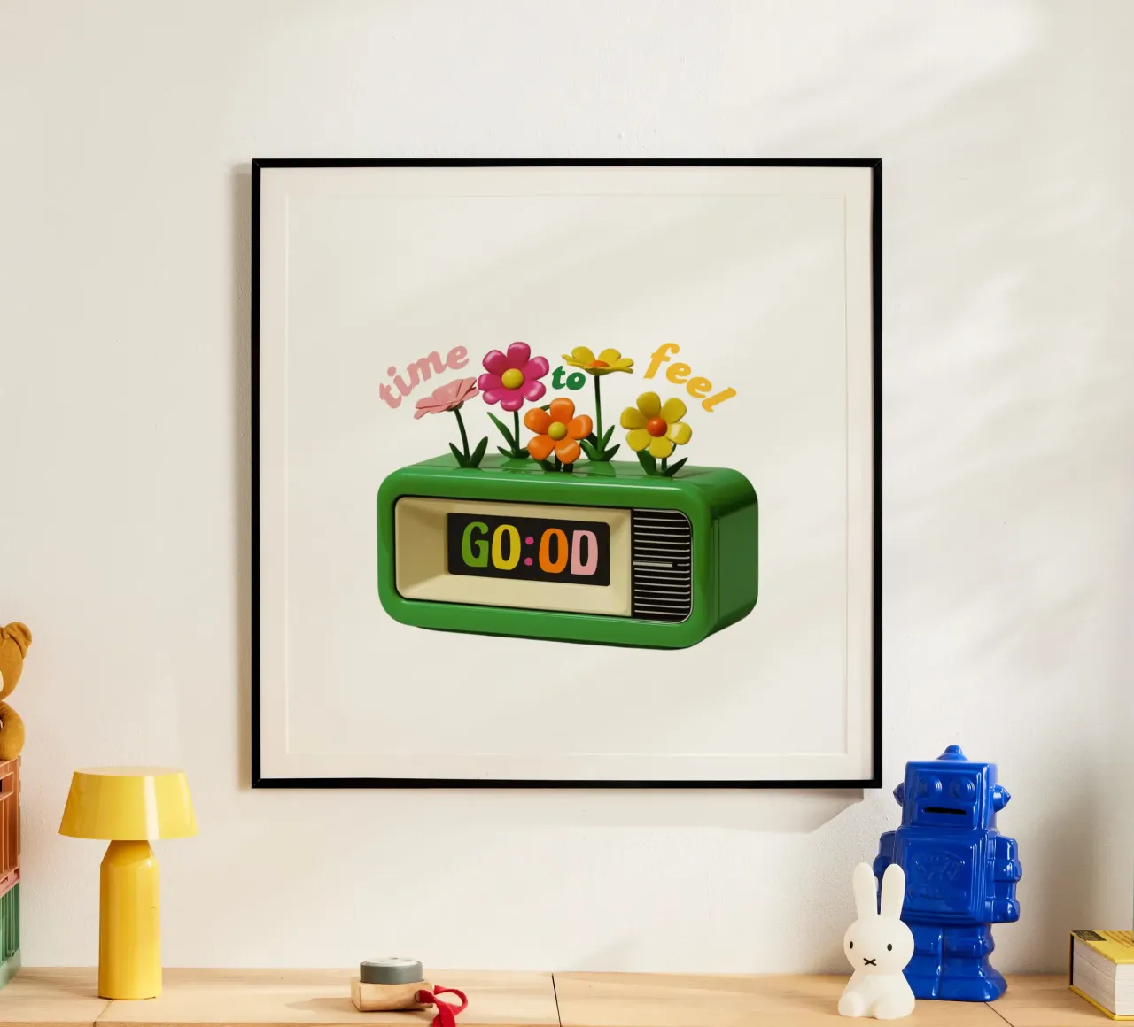 time to feel good poster con telaio in legno da fummelhummel