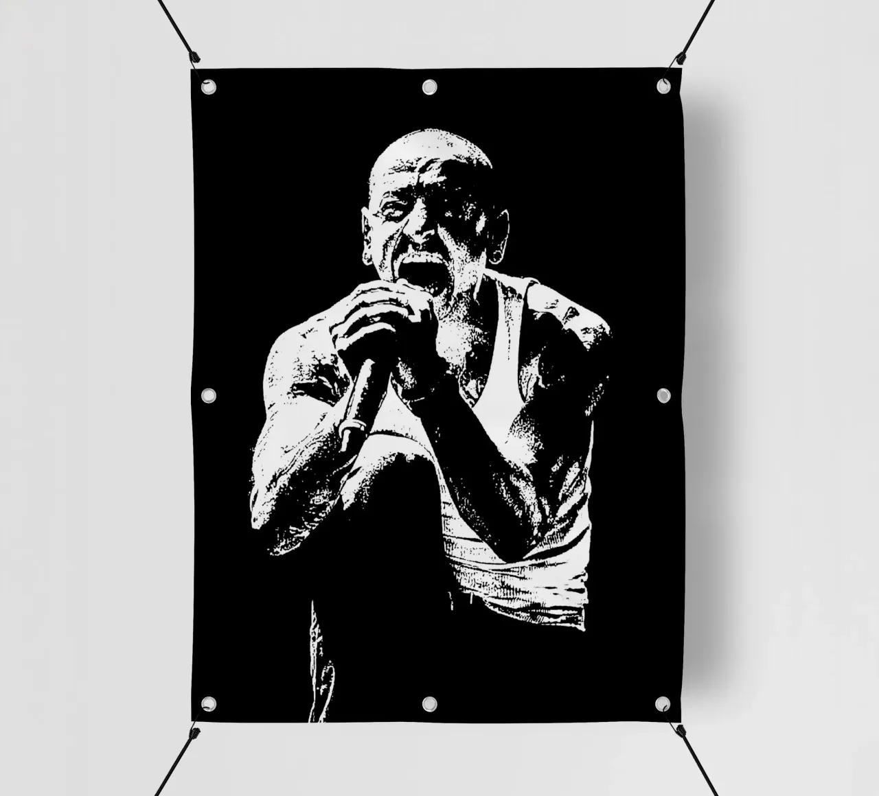 Bianco e nero chester bennington Arte telo in pvc da music soul