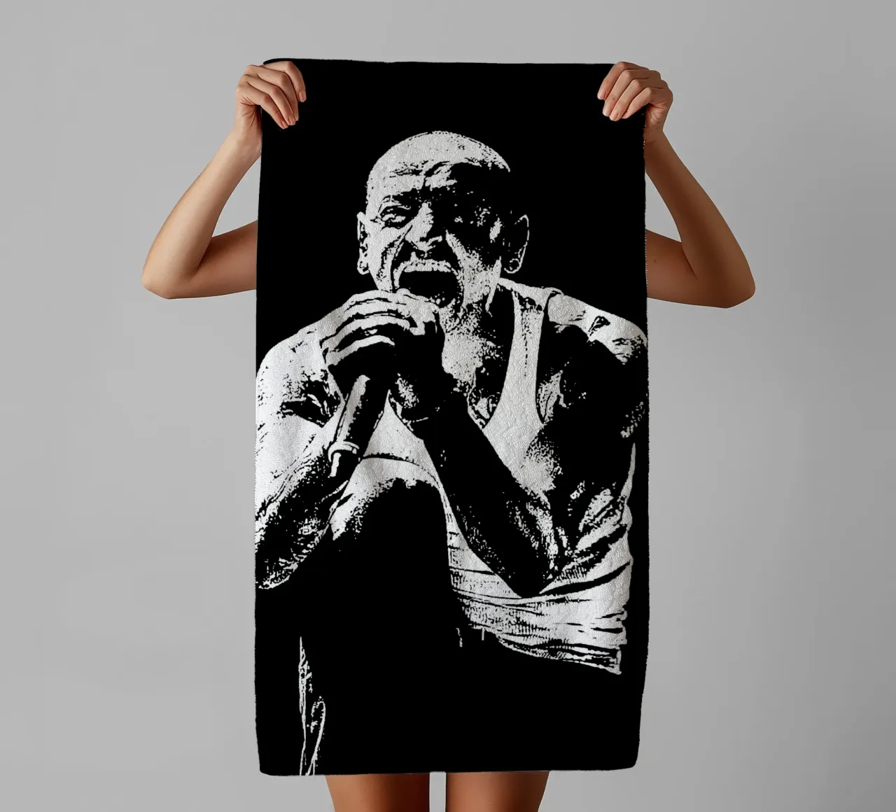 Bianco e nero chester bennington Arte asciugamano da bagno da music soul