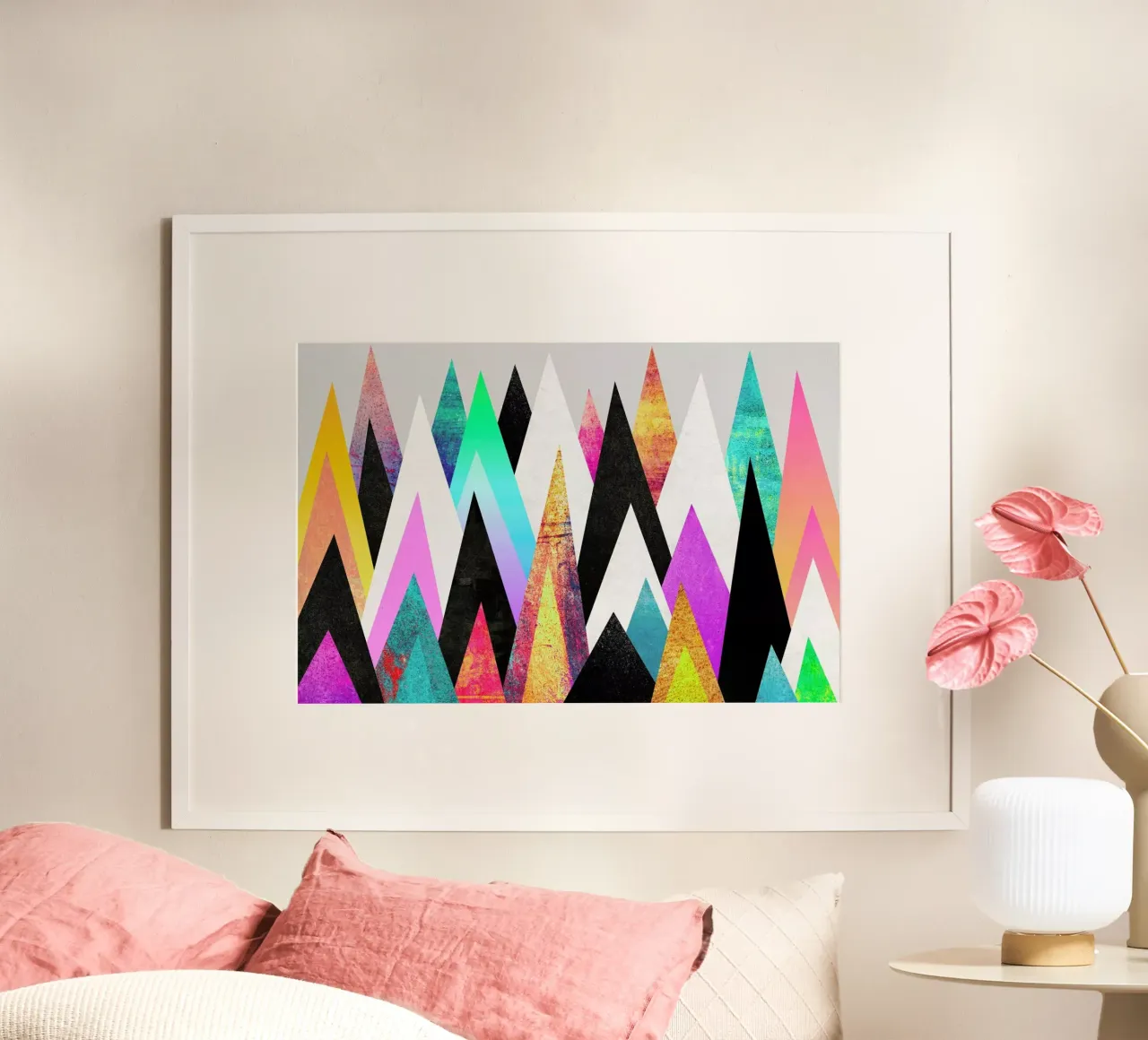 Colorful Peaks poster con telaio in alluminio da Elisabeth Fredriksson