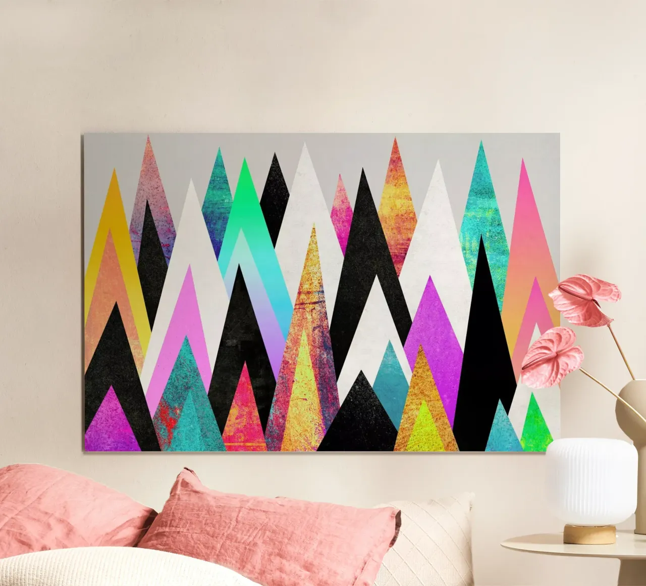 Colorful Peaks poster con telaio in alluminio da Elisabeth Fredriksson