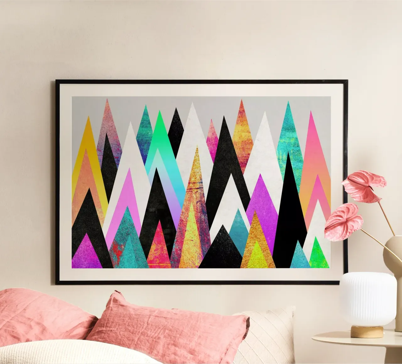 Colorful Peaks poster con telaio in alluminio da Elisabeth Fredriksson