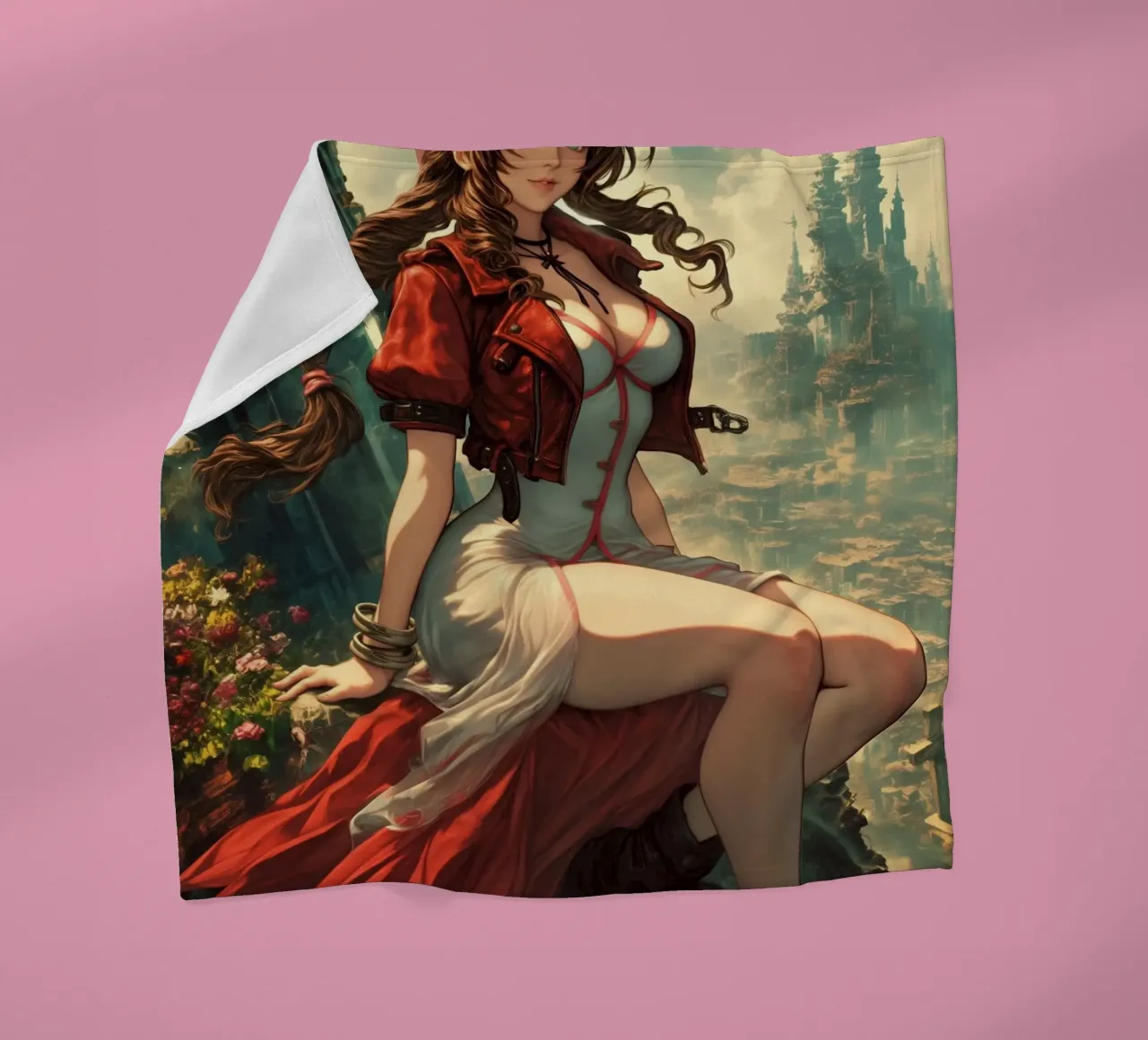 Aerith Gainsborough Final Fantasy VII coperta in pile da Fleur de Lys