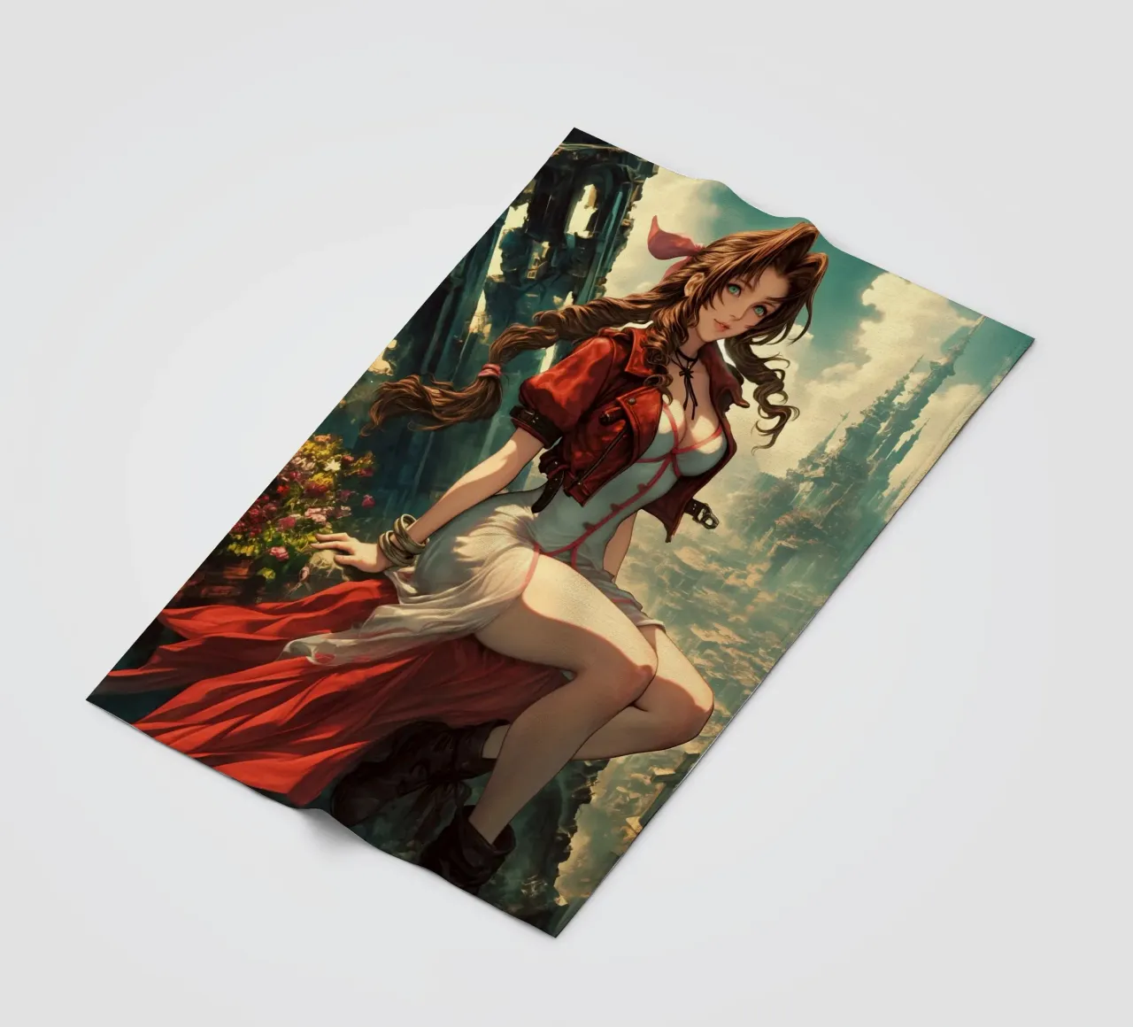 Aerith Gainsborough Final Fantasy VII coperta in pile da Fleur de Lys