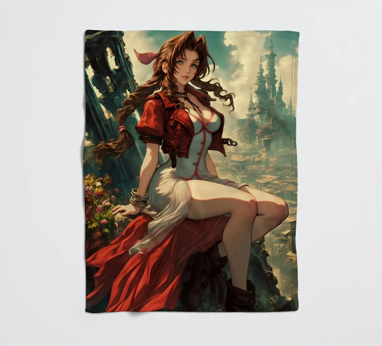 Aerith Gainsborough Final Fantasy VII coperta in pile da Fleur de Lys