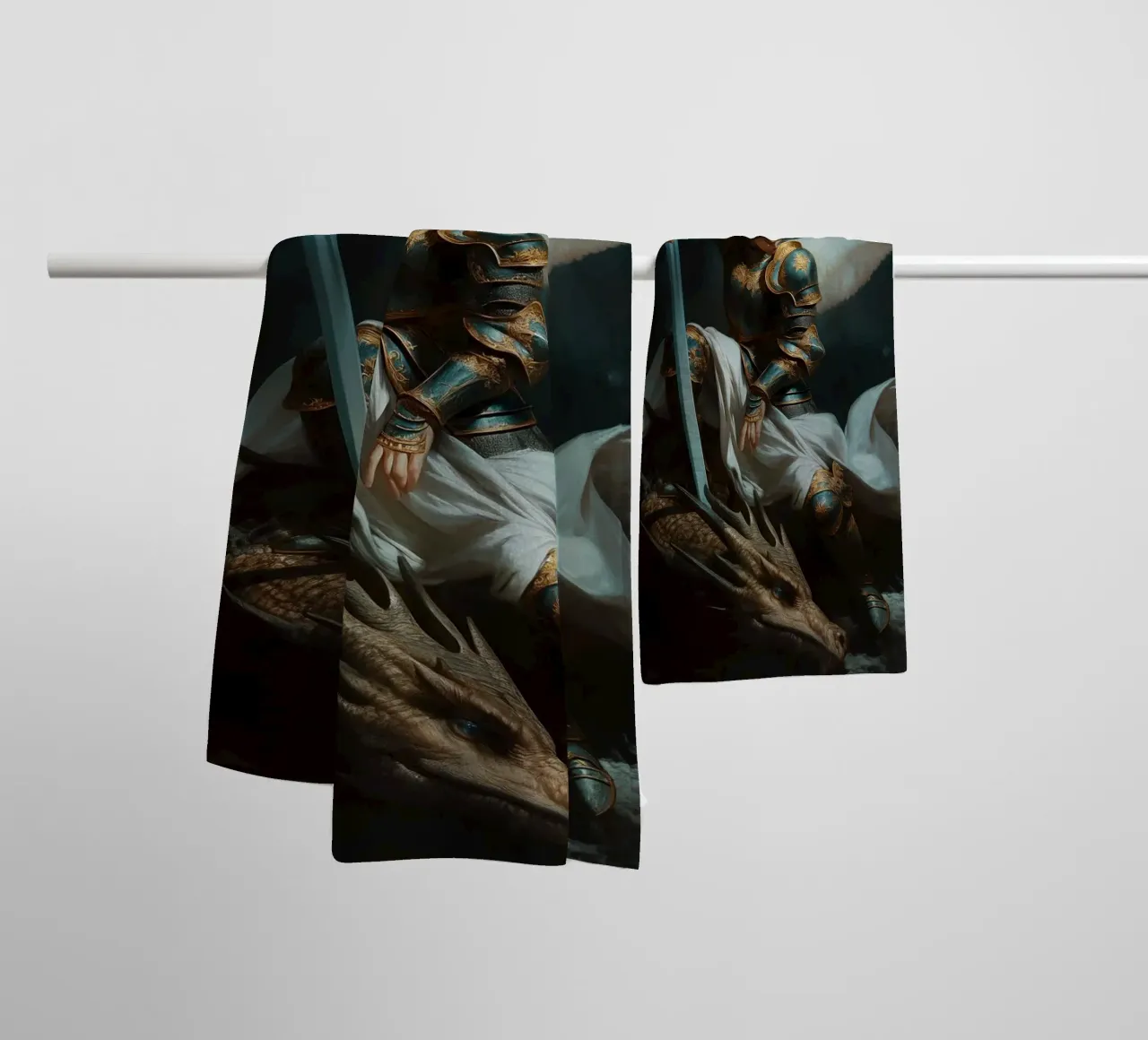Engel vs Draak badhanddoek van Fleur de Lys