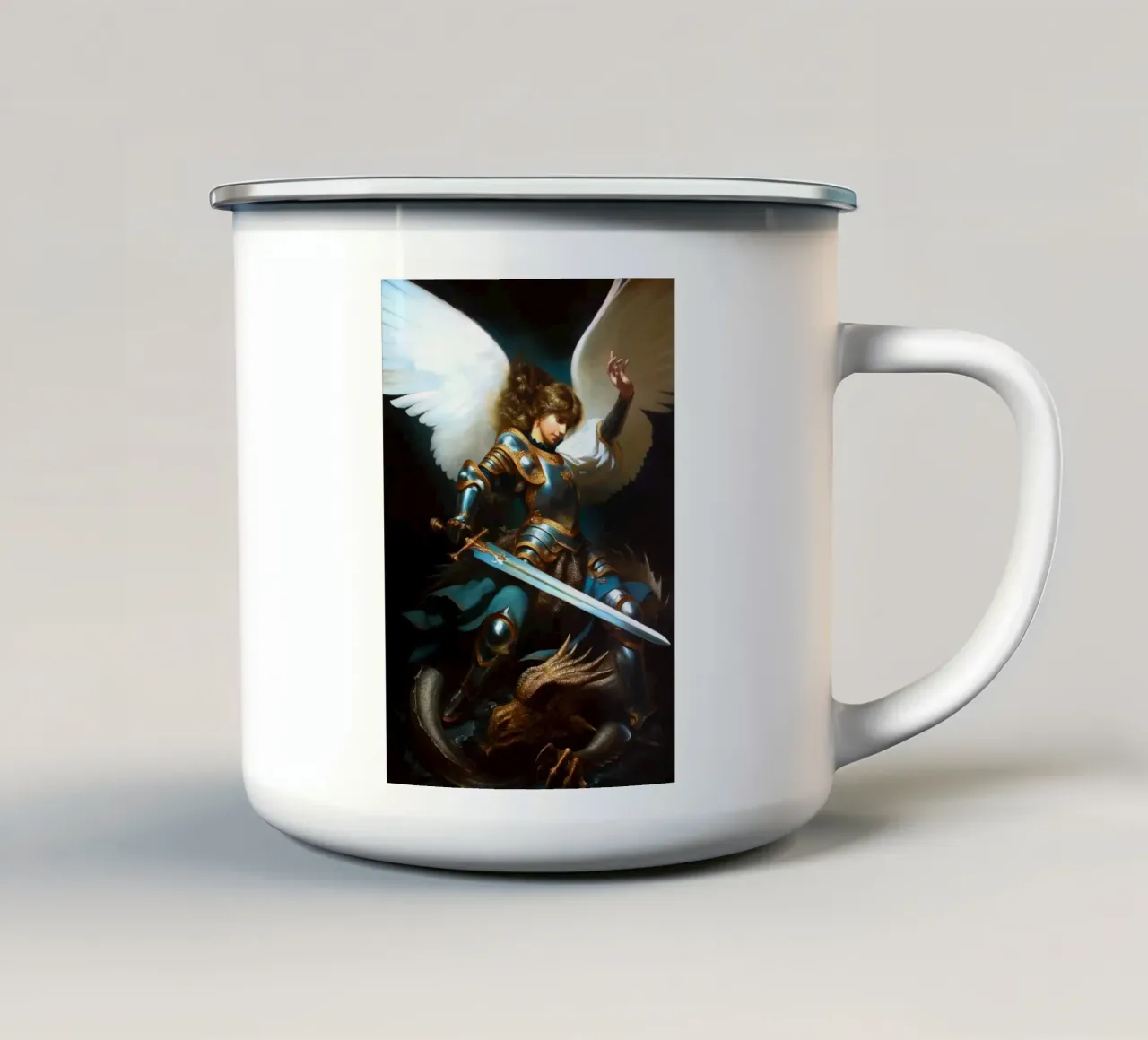 Engel vs Draak emaille mok van Fleur de Lys