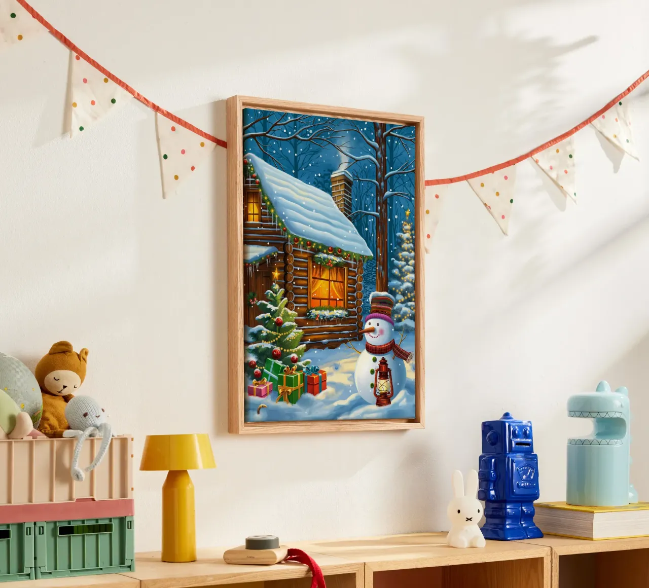 Kerst sneeuwpop canvas van Fleur de Lys