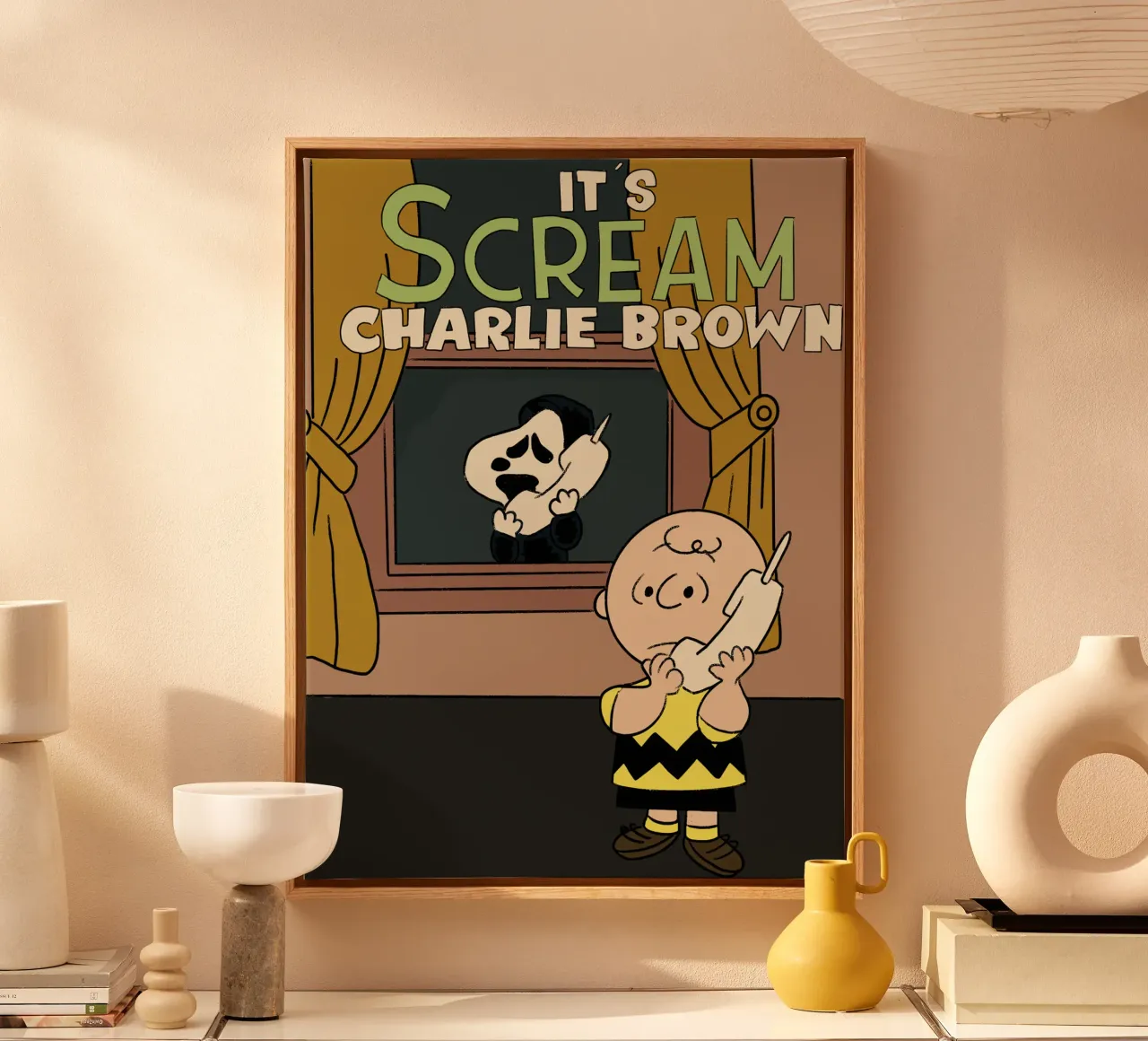 Scream x Charlie Brown tela con Cornice a cassetta da lucasmeier