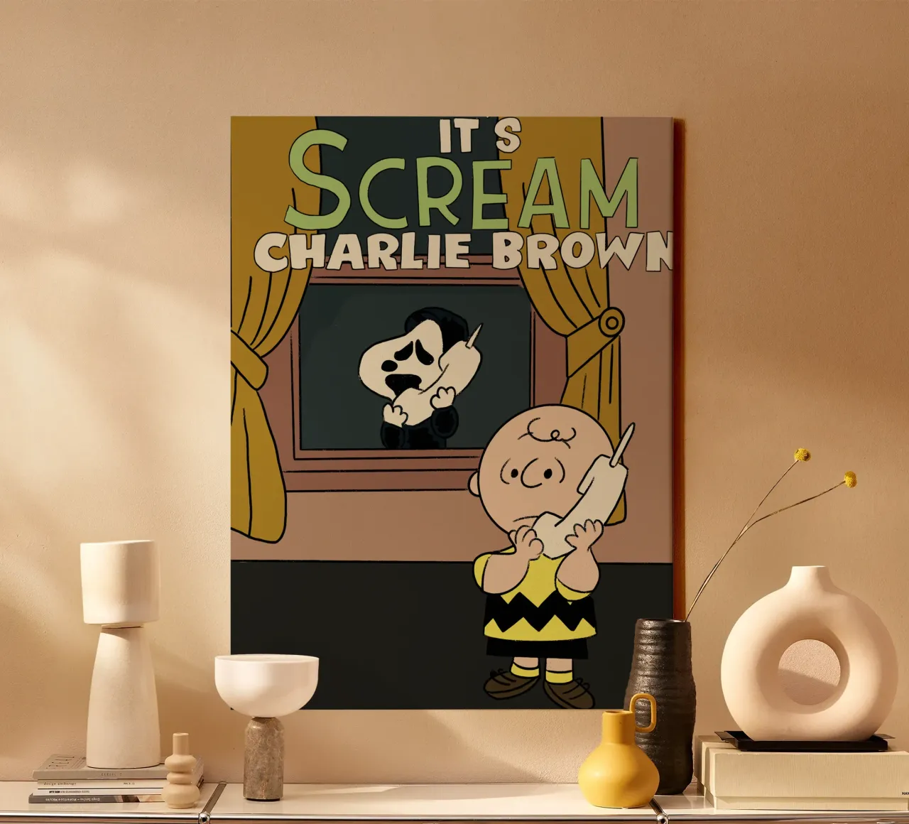 Scream x Charlie Brown tela con Cornice a cassetta da lucasmeier