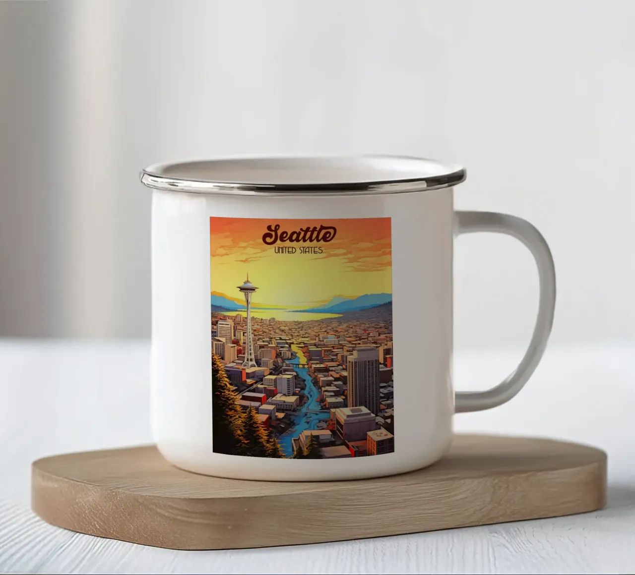 Seattle USA tazza in smalto da Fleur de Lys