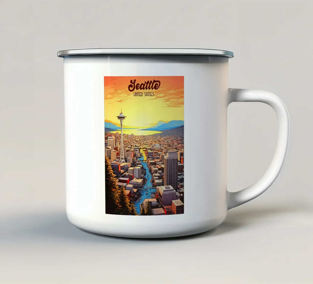 Seattle USA tazza in smalto da Fleur de Lys